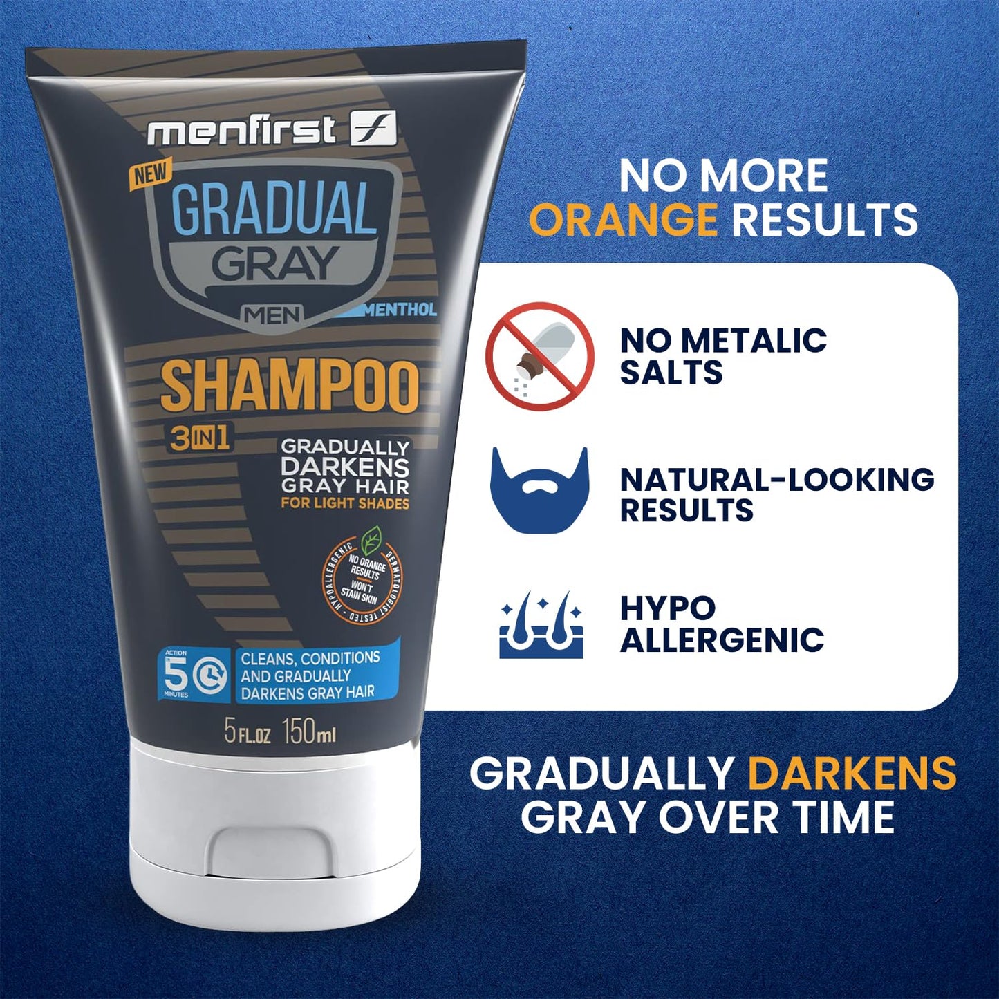 White Smoke MENFIRST Gray Reducing Shampoo for Men – Hair Darkening Shampoo, Anti Grey Hair Color Restoring Treatment, Harsh Chemical-Free - For Light Brown to Blonde Shades – 5 oz
