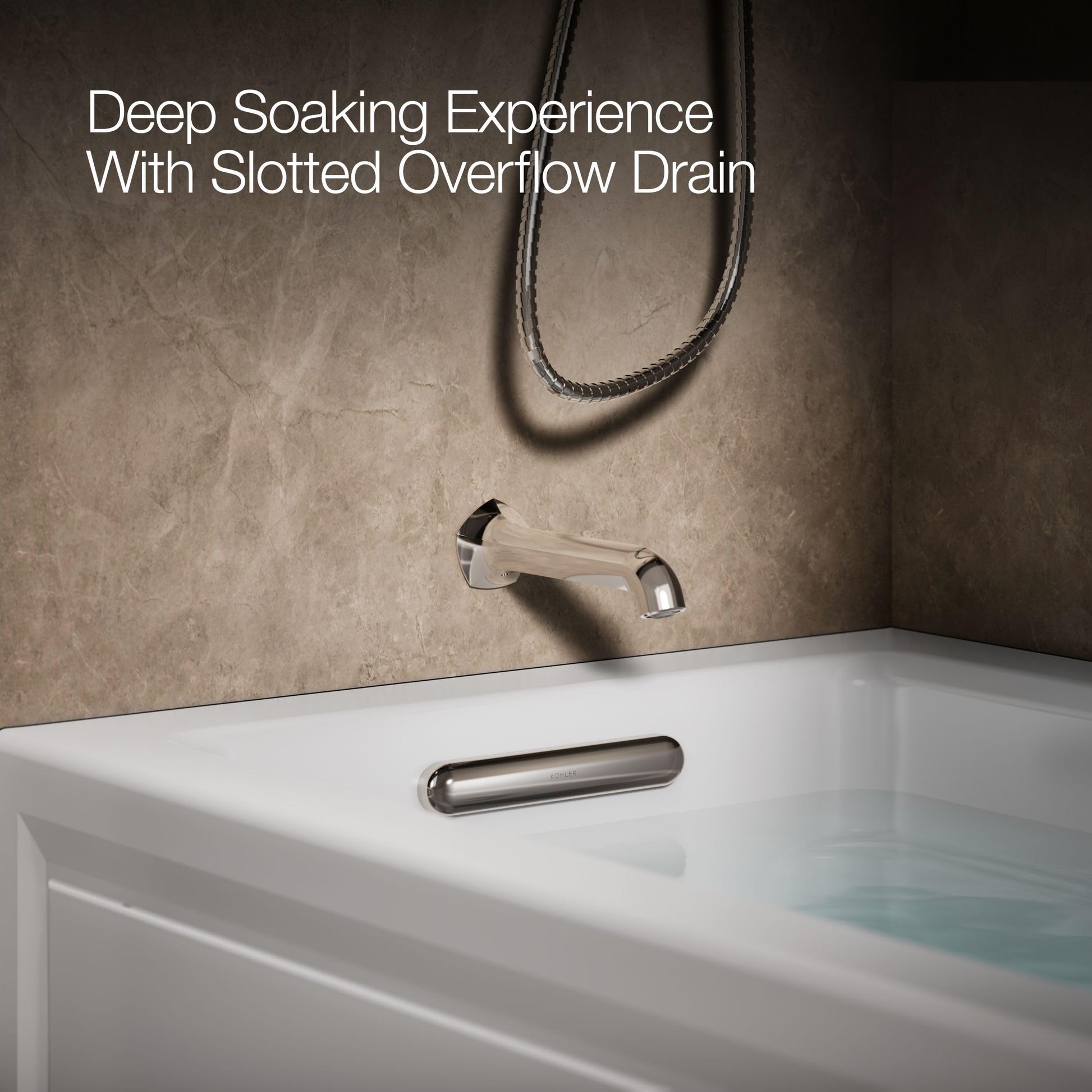 Light Slate Gray Kohler K-1122-HL-0 Archer 60"x32" alcove whirlpool with integral apron, left hand drain and heater, White