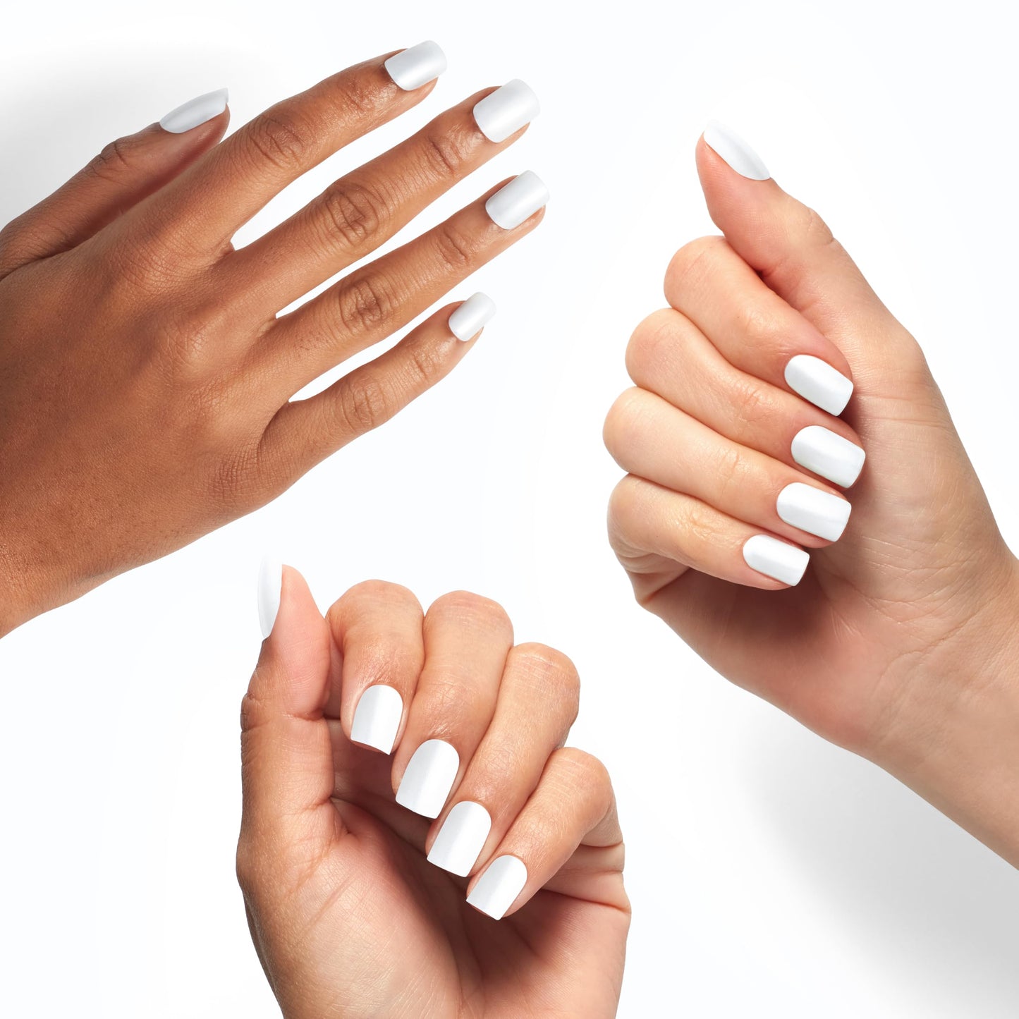 White Smoke OPI On Point Kyoto Pearl | Short Squoval White Shimmer Satin Press On Nails | 30 Count with Nail Glue | Long Lasting, Reusable, Non-damaging