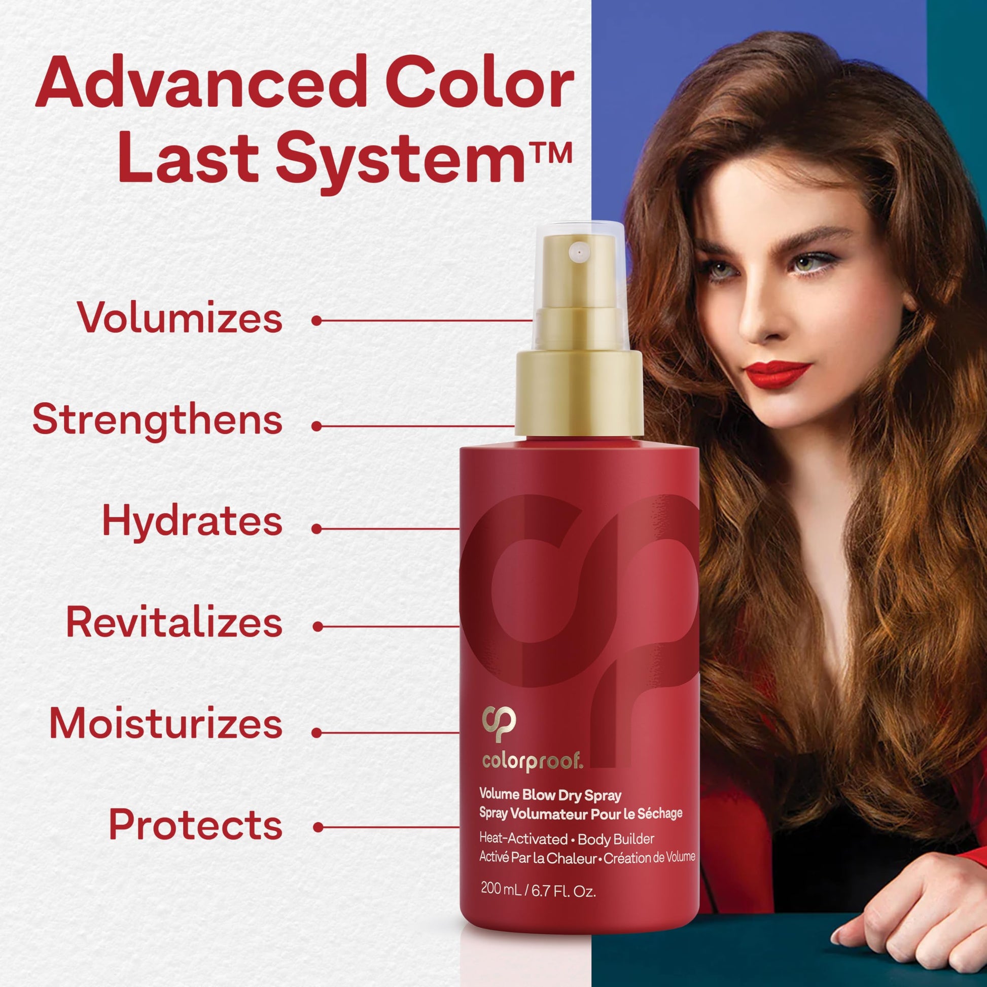 Misty Rose Colorproof Volume Blow Dry Spray Primer 6.7 Fl. Oz. Volumizing Heat Protection Spray for Hair, White Nectarine Scent