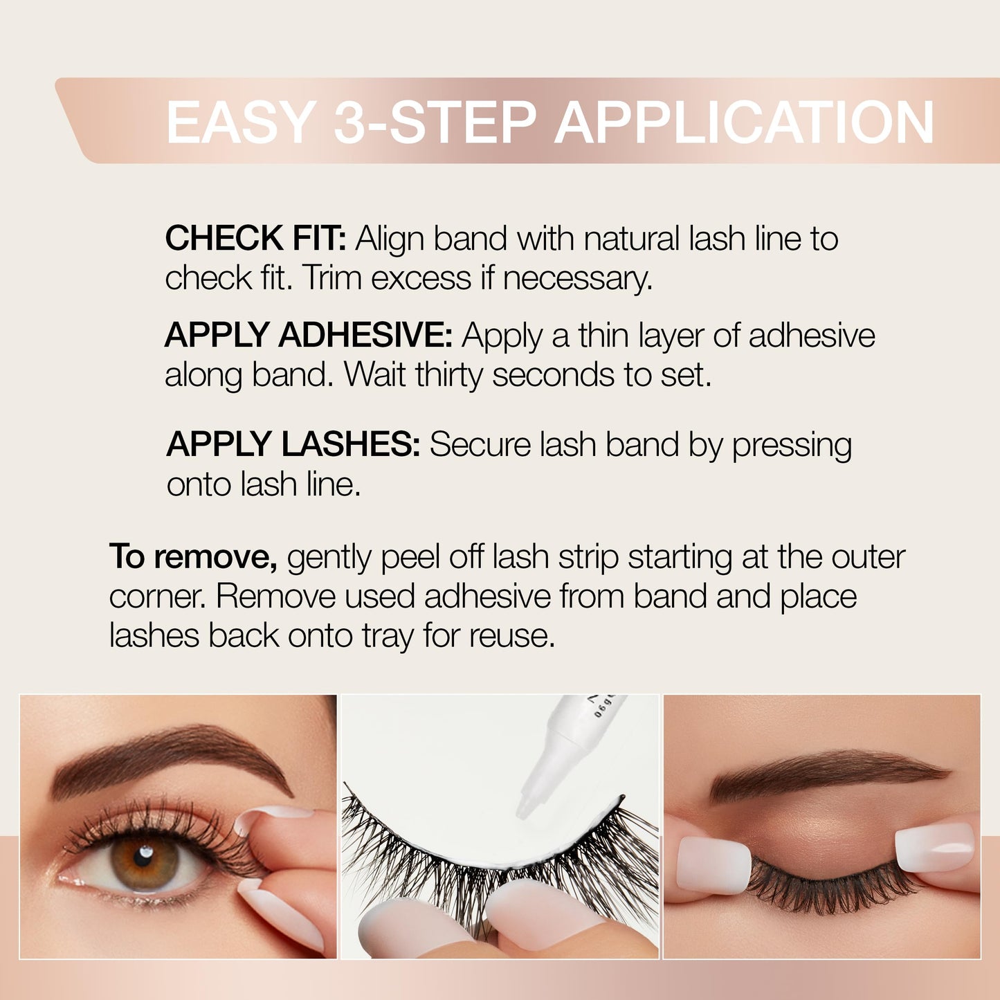 Lavender Ardell Nourish Lashes 750 – Subtle Cat Eye False Eyelashes with Peptides & Biotin Infused Band, Lash Glue Included, Natural Strip Lashes for Sensitive Eyes