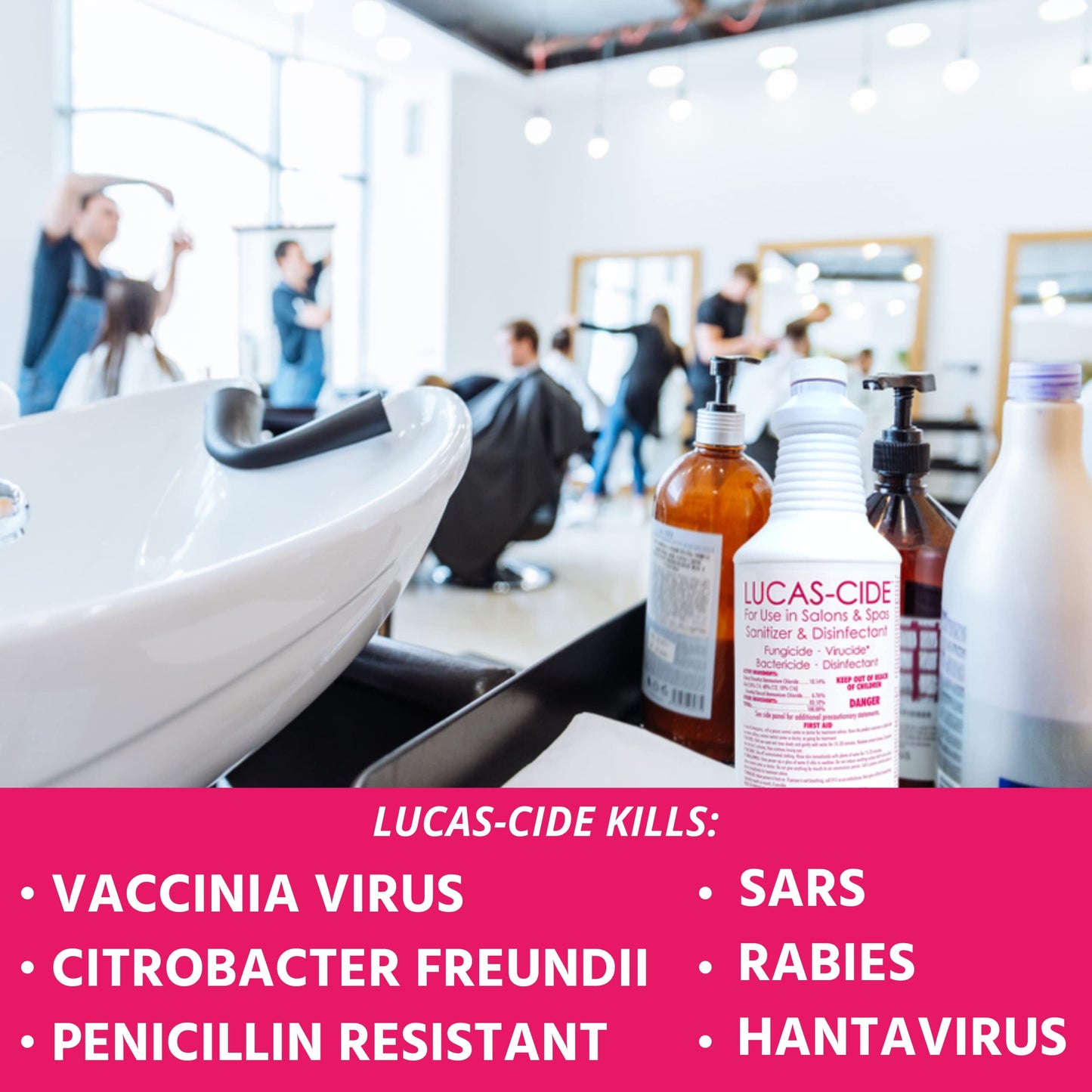 White Smoke LUCAS-CIDE Salon and Spa Disinfectant, Hospital Grade, Pink, 32 Fl Oz
