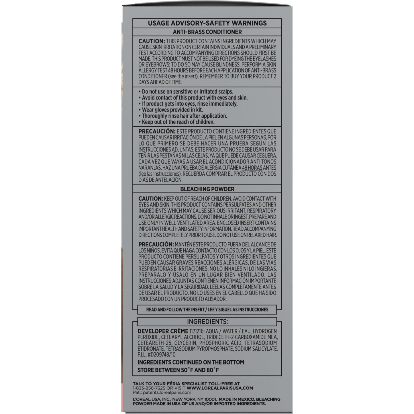 Dim Gray L’Oreal Paris Feria Platinum Bounce Bond Care Lightening System, Lifts Up To 8 Levels, Includes Anti Brass Purple Conditioner, Platinum Bounce, 1 Hair Dye Kit
