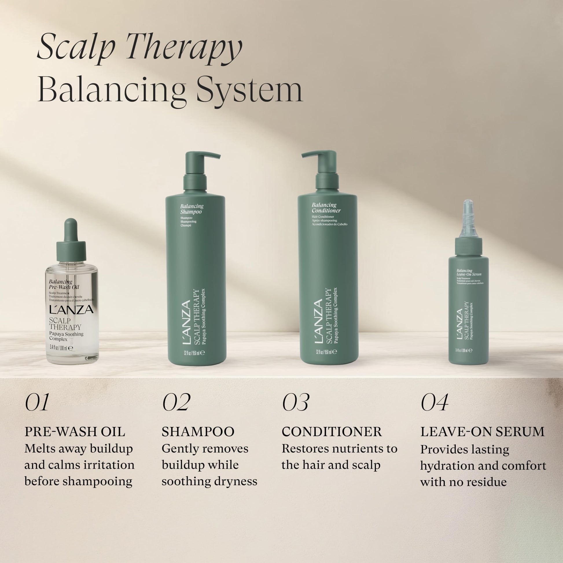 Antique White L'ANZA Scalp Therapy Balancing Conditioner For Oily Hair & Sensitive Scalps, Soothes Dryness, Moisturizing, Removes Buildup, Anti-Flake Treatment for Hair Growth, Color Safe Sulfate Free (32 Fl Oz)