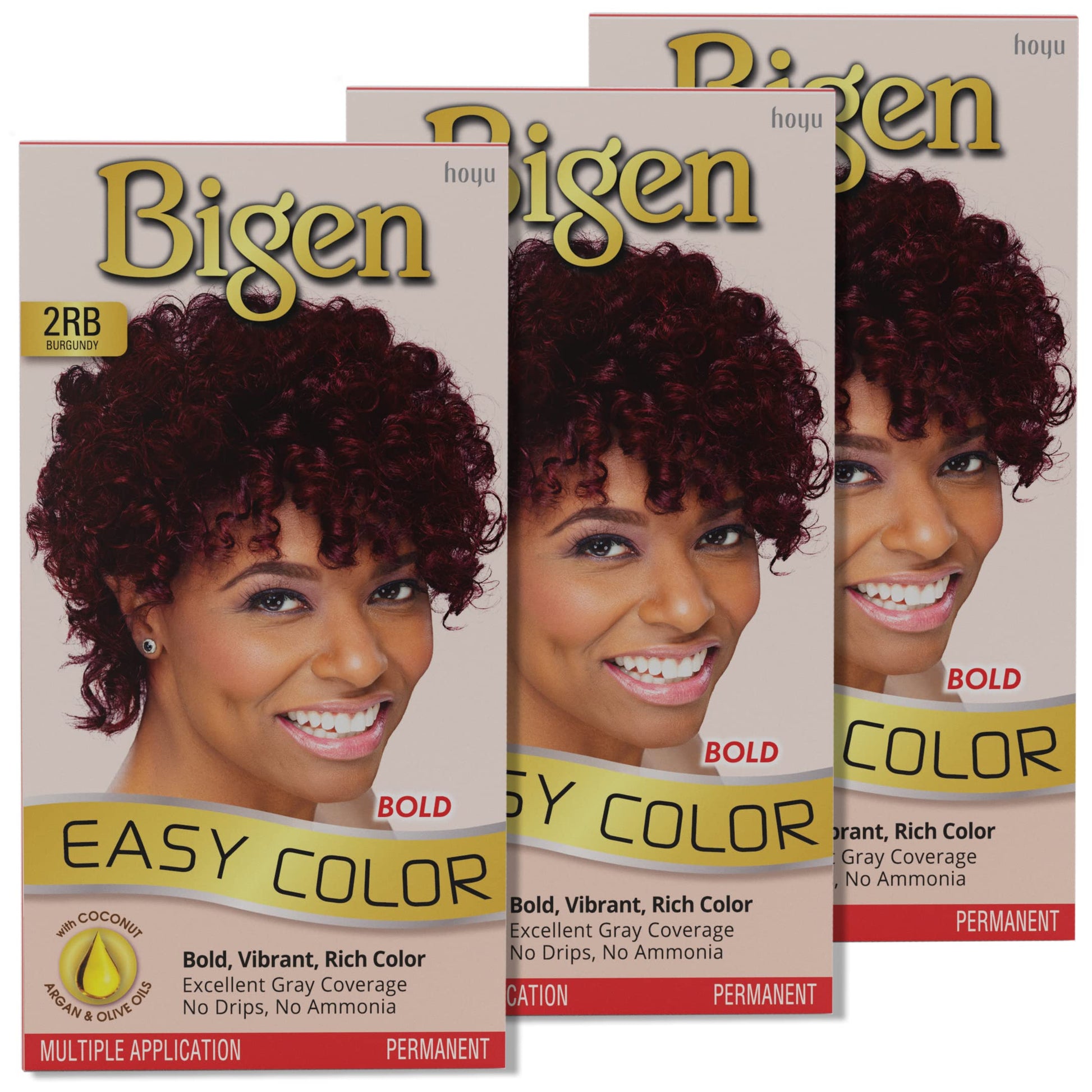 White Smoke 2RB Bigen Easy Color for Women Burgundy- New Formula - 3 Pack