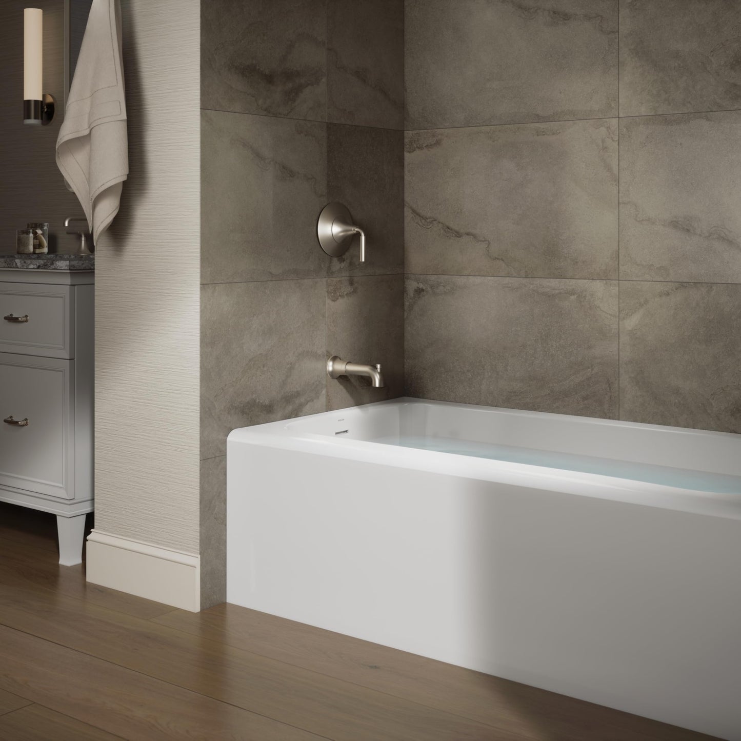 Dim Gray Kohler 25831-LA-0 Avec® 60" x 32" alcove bath, left drain, White