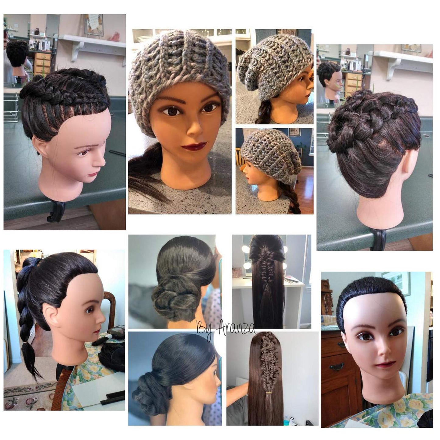 White Smoke Training Head 26"-28" Long Hair Mannequin Training Head Dolls for Cosmetology Synthetic Fiber Hair Styling Hairdressing Manikin Head for Hairdresser with Clamp Stand (Black)