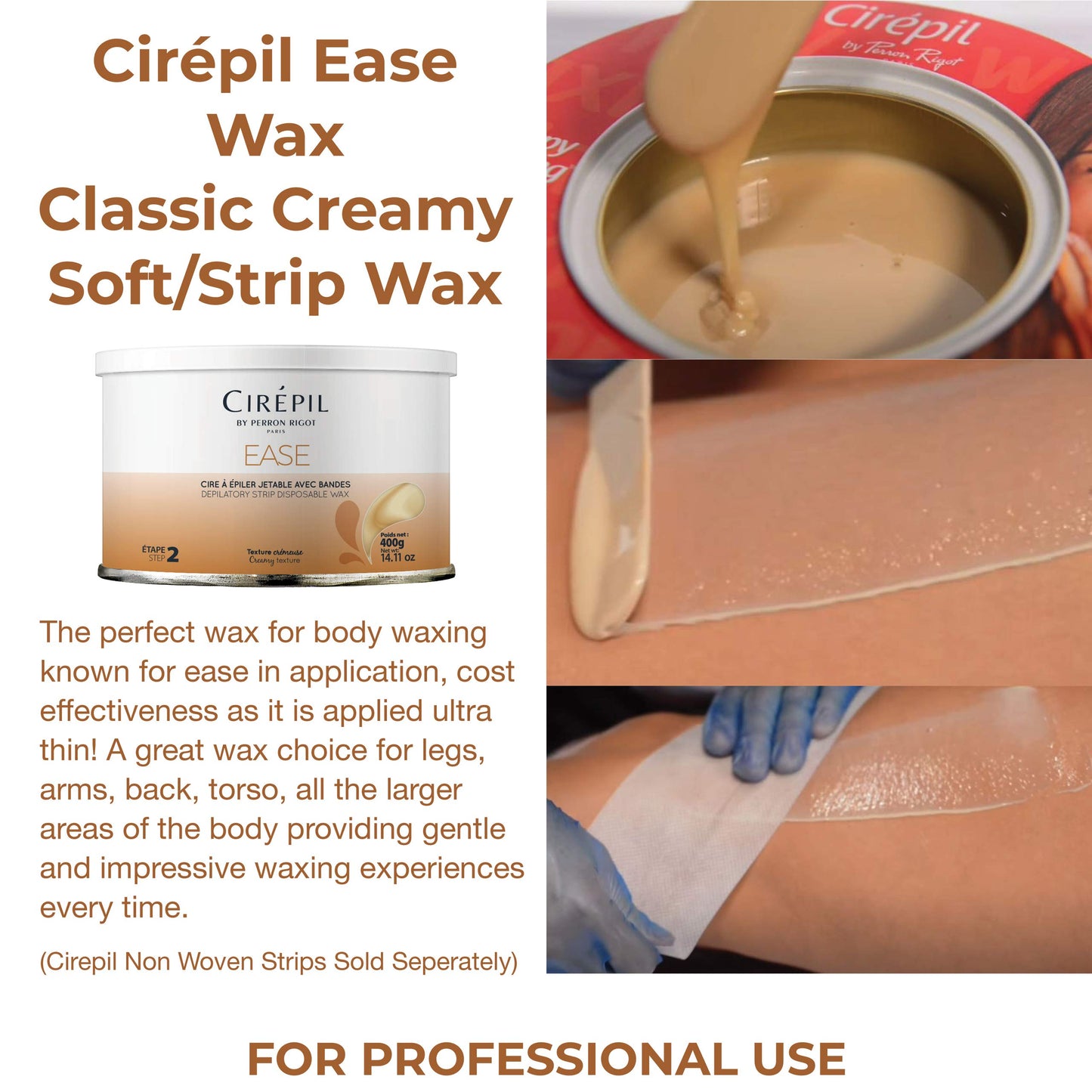 White Smoke Cirepil - Ease - 400g / 14.11 oz Soft Wax Tin - Creamy Rosin-Free Strip Wax for Sensitive Skin - Non-Sticky & Easy Application - Professional Body Hair Removal