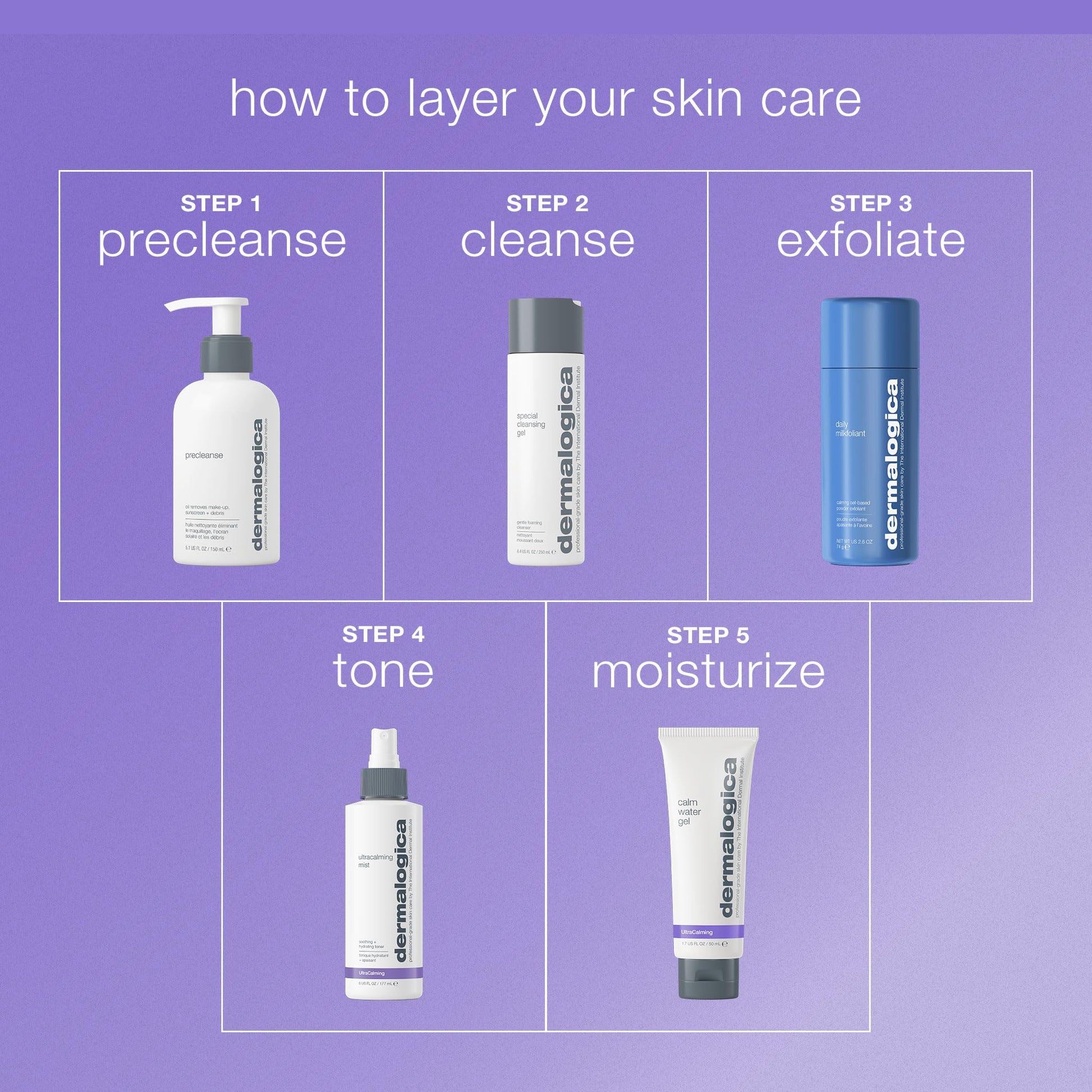 Medium Purple Dermalogica Calm Water Gel, Weightless Face Moisturizer for Sensitive Skin - Help Support Healthy Moisture Balance with Lavender Essential Oil, 1.7 Fl Oz