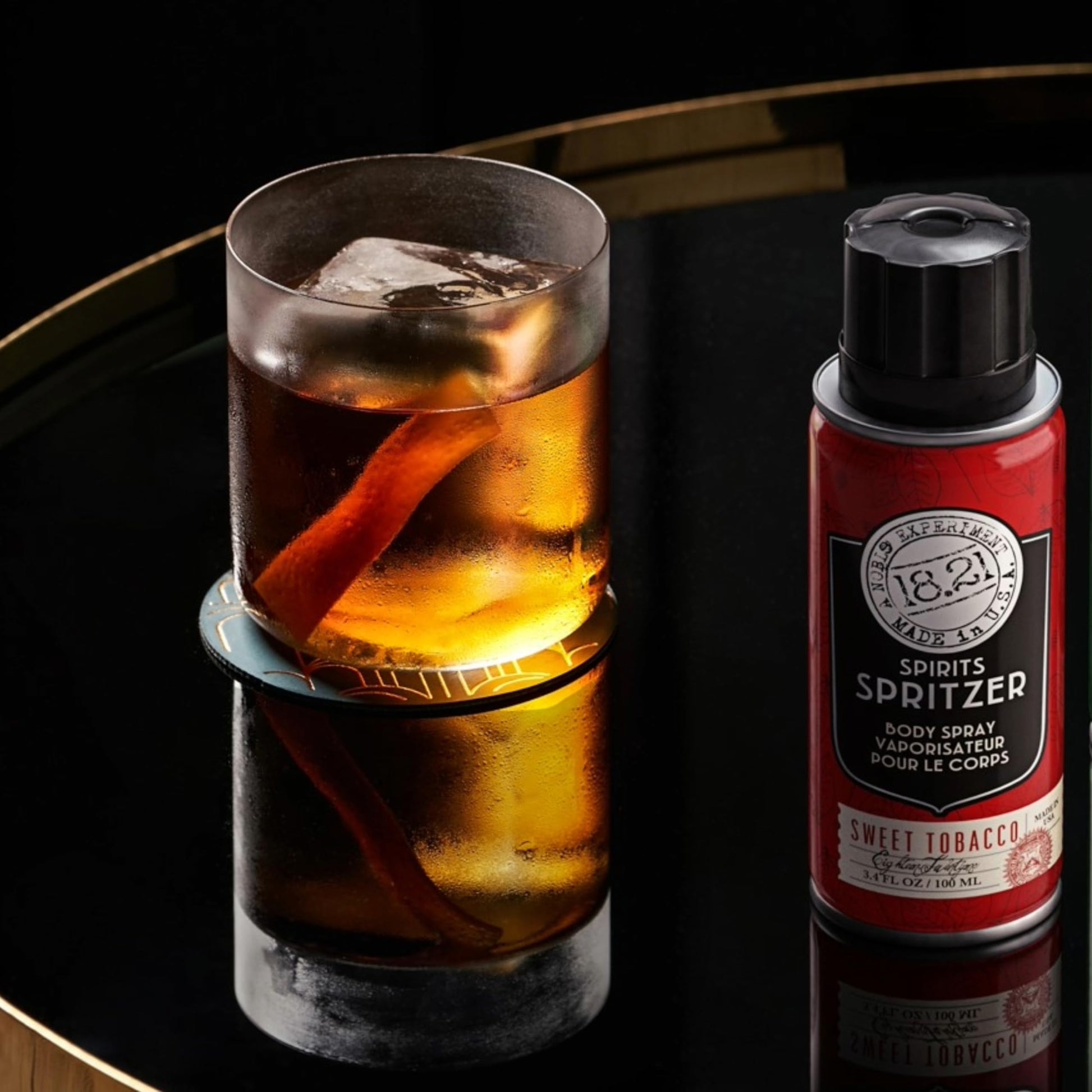 Black 18.21 Man Made Men’s Spirits Spritzer Sweet Tobacco Fragrance, 3.4 oz. - Luxurious Long-Lasting All Over Body Spray with Masculine Aromatics - Premium Men Care Products - Gifts for Him