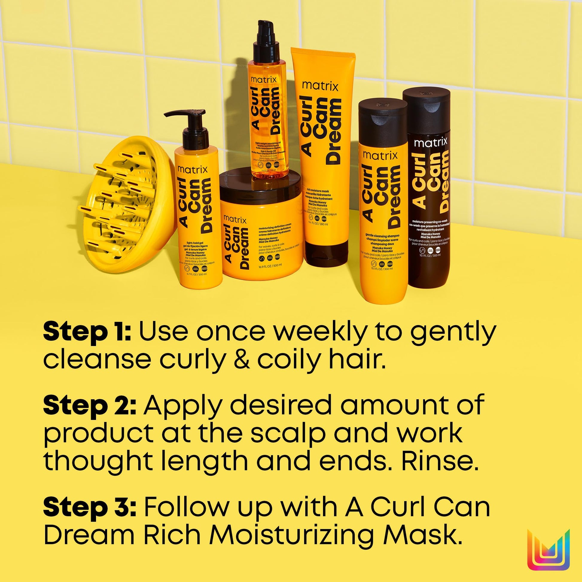 Light Goldenrod Matrix A Curl Can Dream Deep Cleansing Shampoo | Clarifying| Preserves Curl Pattern, Removes Build Up | For Curly & Coily Hair | Silicone & Paraben Free | With Manuka Honey Extract | 10.1 Fl. Oz.
