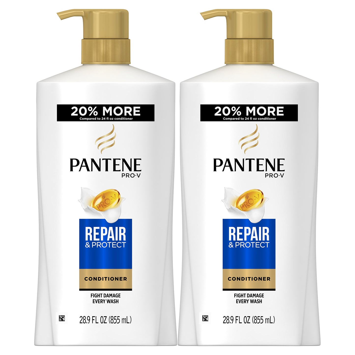 White Smoke Pantene, Sulfate Free Conditioner, Pro-V Repair and Protect for Damaged Hair, 28.9 fl oz, Twin Pack