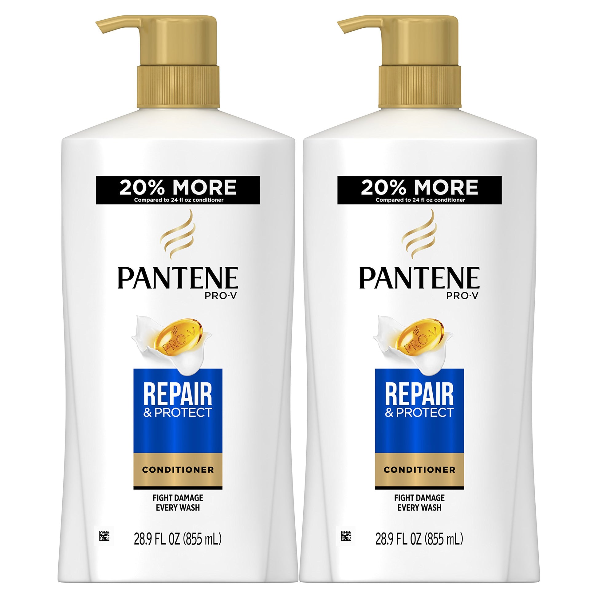 White Smoke Pantene, Sulfate Free Conditioner, Pro-V Repair and Protect for Damaged Hair, 28.9 fl oz, Twin Pack