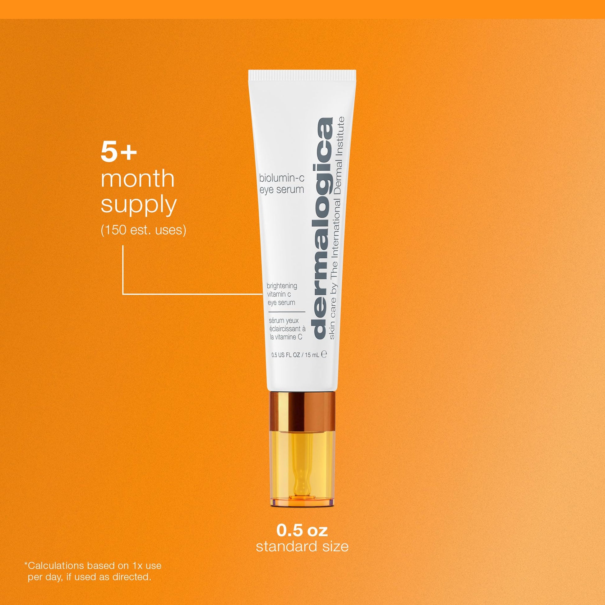 Coral Dermalogica Biolumin-C Eye Serum with Vitamin C, Brightens Eye Area, Reduces Appearance of Fine Lines and Wrinkles For Smooth Skin, 0.5 fl oz