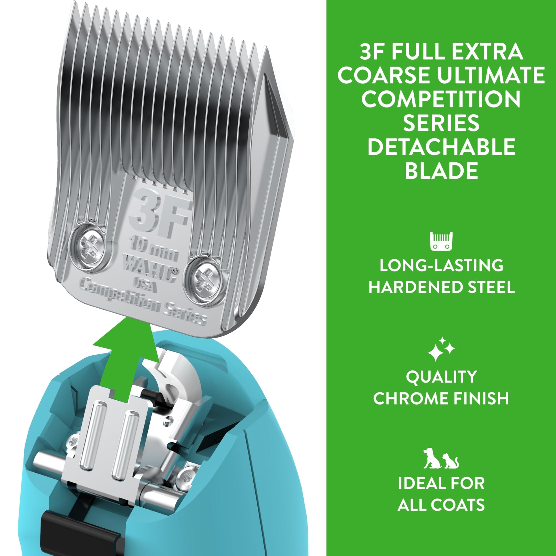 Forest Green Wahl Professional Animal 3F Full Extra Coarse Competition Series Detachable Blade with 25/64-Inch Cut Length (2376-100)