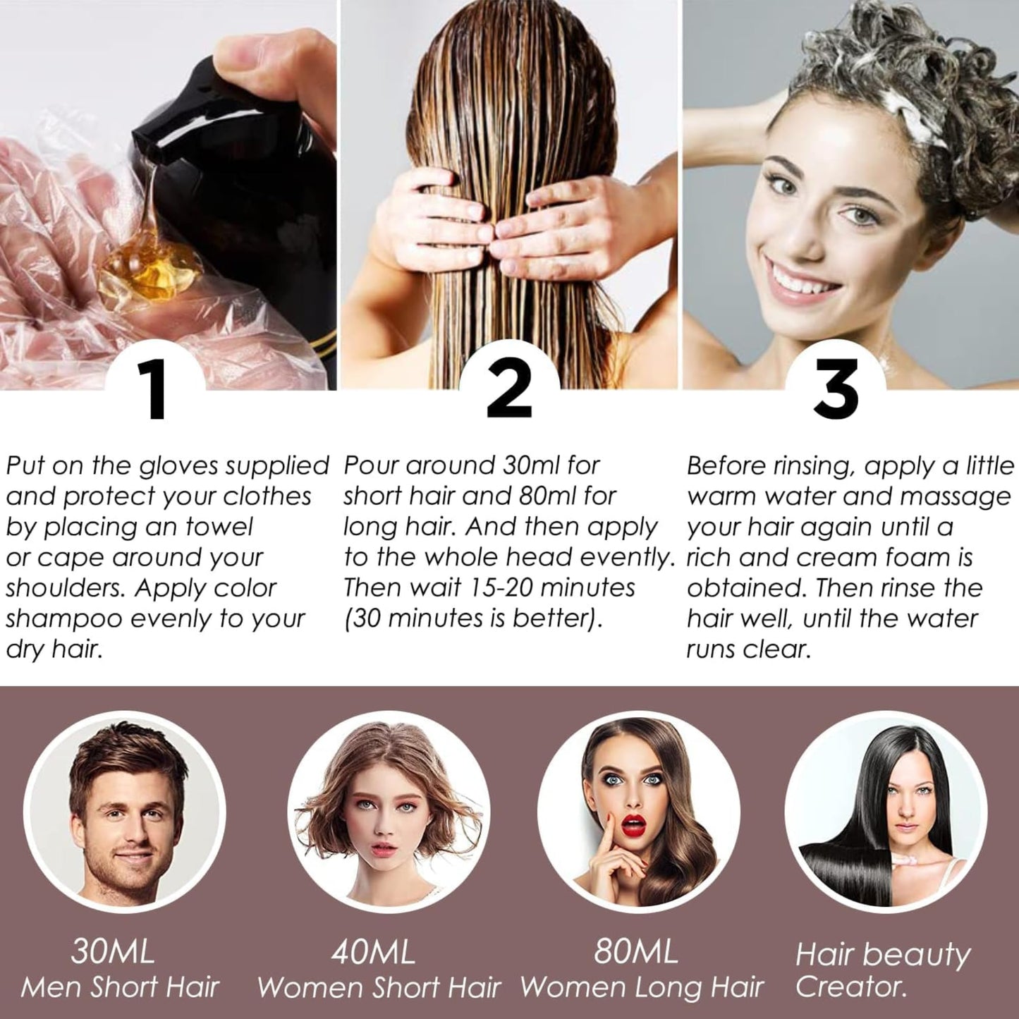 White Smoke TSSPLUS Black Hair Dye Shampoo, 500ml - Organic Natural Hair Color Dye Shampoo for Women & Men, Instant Gray White Hair Cover, Plant Essence, Semi-Permanent