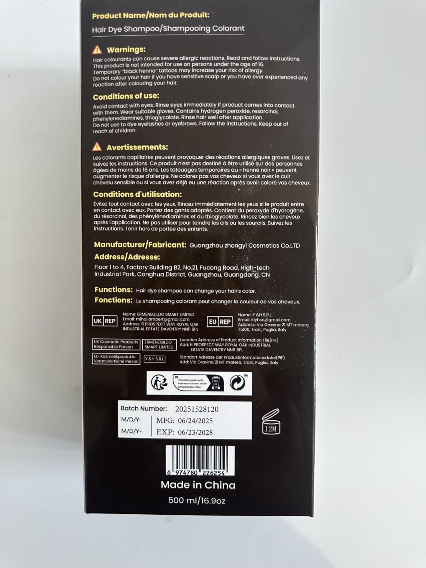 Light Gray IIIMEIDU Dark Brown Hair Dye Shampoo for Gray Hair, 3 in 1 Herbal Ingredients Natural Shampoo Hair Dye for Women Men, Grey Coverage 500ml