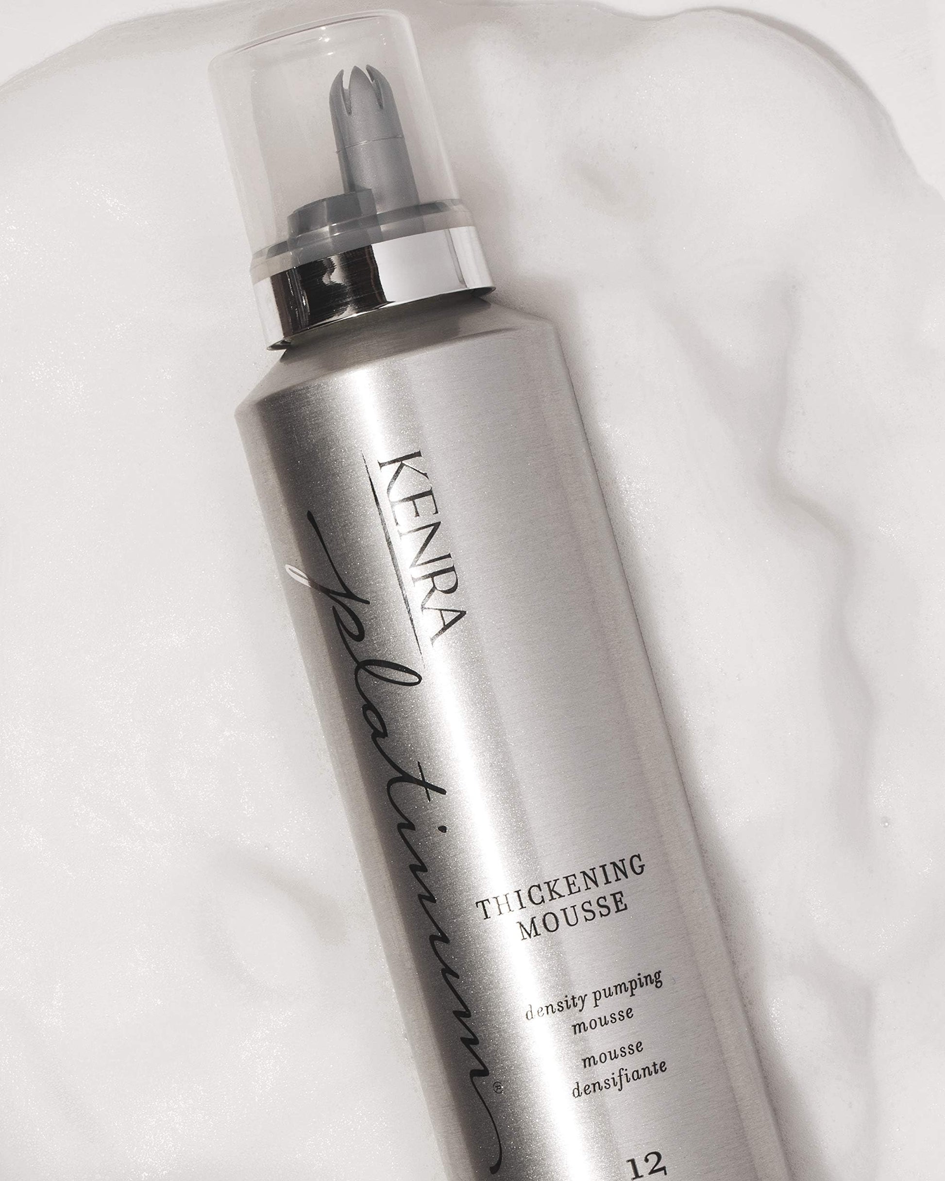 Light Gray Kenra Platinum Thickening Mousse 12 | Volumizing Styler | Adds Fullness & Body | Humidity Protection Up To 48 hours | Desity Plumping up tp 150% | Thermal Protection | All Hair Types | 6.7 oz