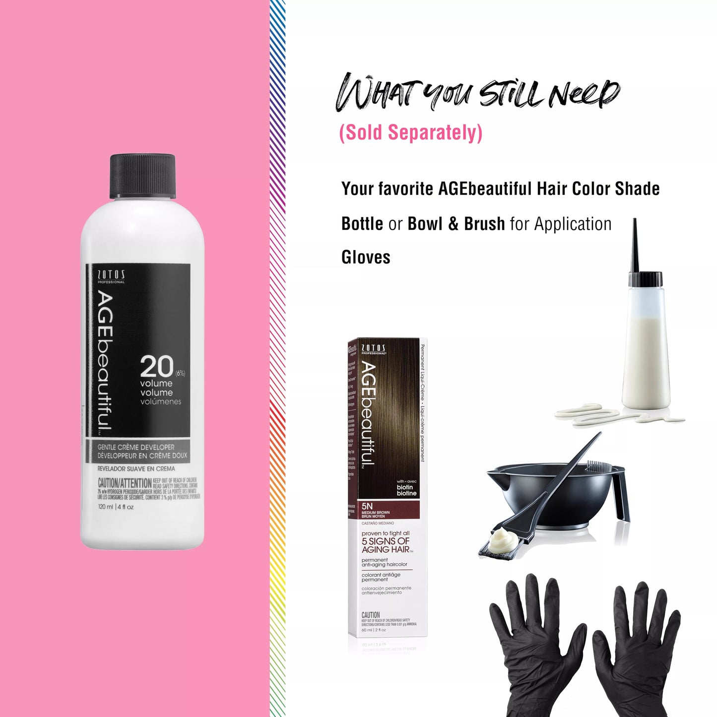 White Smoke AGE beautiful 20 Volume Gentle Creme Hair Developer | For Permanent Hair Color Dyes, Toners, Lighteners | Professional Salon Coloring | Long Lasting Haircolor | 4 Fl Oz