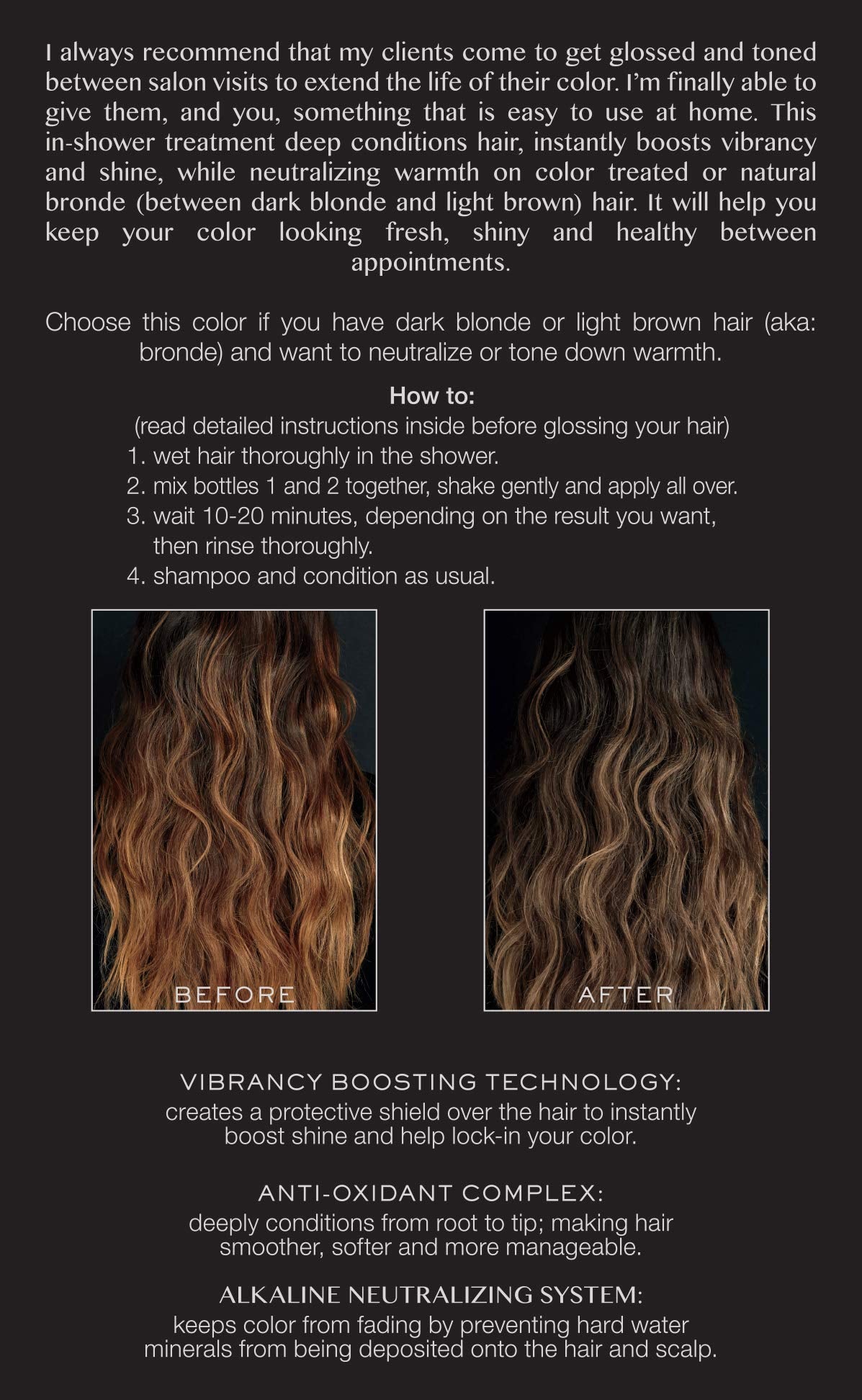 Dark Slate Gray Kristin Ess Hair Gloss in Smokey Topaz Medium Neutral Blonde - 4 Wk Semi Permanent Hair Dye Glaze - Color Depositing Conditioner & Toner for Vibrant Shine & Gloss - Vegan, Silicone & Ammonia Free