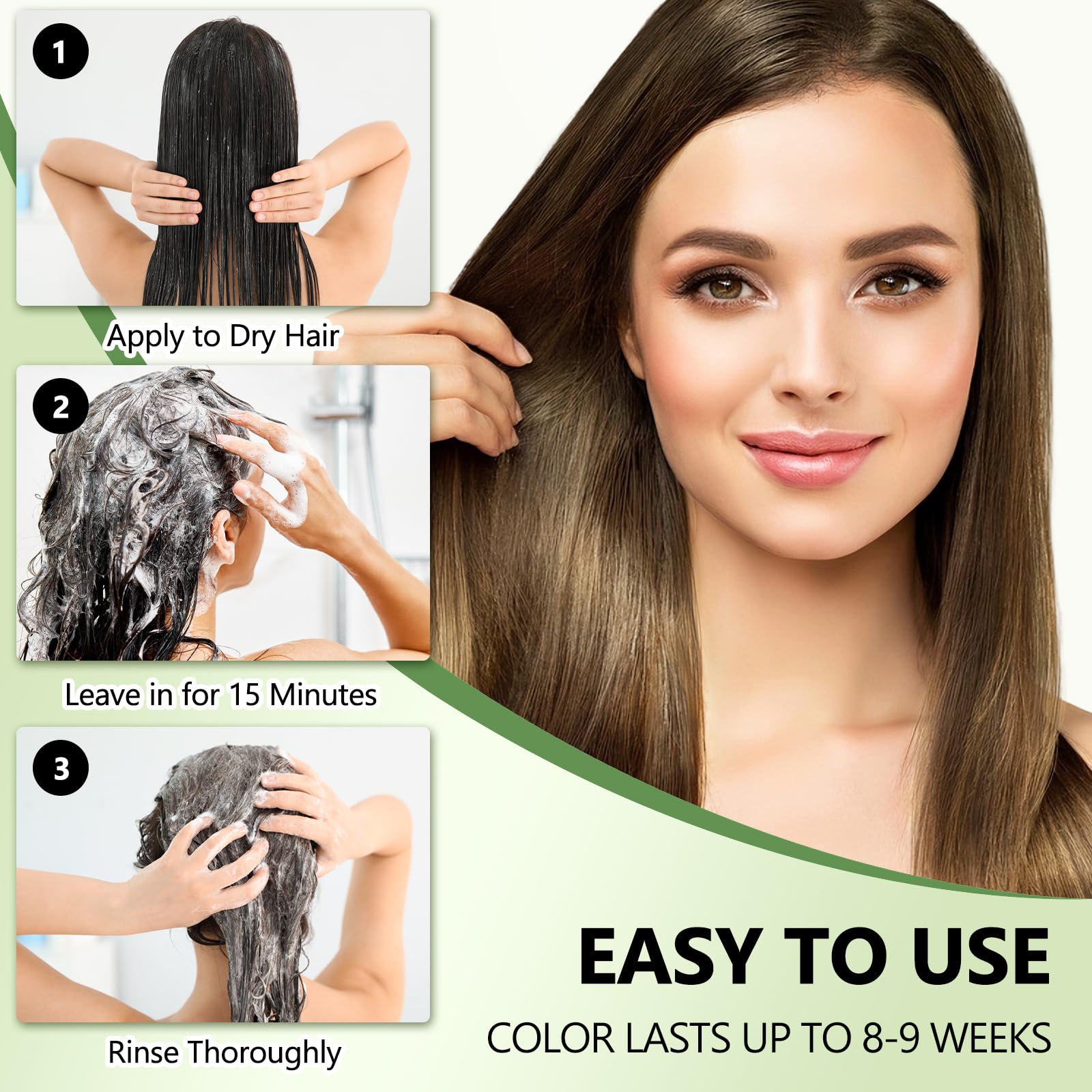 Seashell Plantkonw Light Brown Hair Dye Shampoo, 3 In 1 Semi Permanent Hair Color Shampoo for Gray Coverage, Natural Hair Dye for Women & Men, Ammonia & Paraben Free
