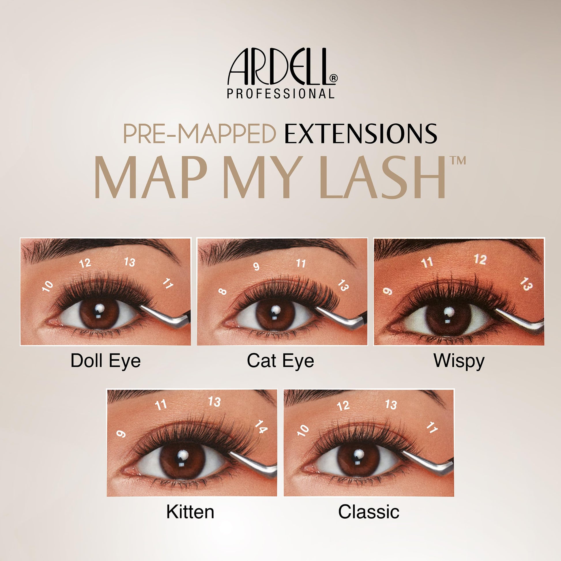 Light Gray Ardell Pre-Mapped Lash Applicator Tool - 40° Curved Eyelash Tweezers for Precision and Comfort, Easy Application