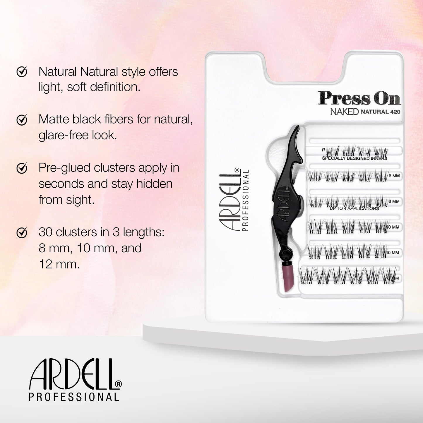 White Smoke Ardell Press On Lashes Underlash Extensions, Naked 420 – Pre-Glued Individual Lash Clusters, No Glue Needed Eyelashes Natural, Eyelash Clusters, DIY Lash Extensions, 30 ct