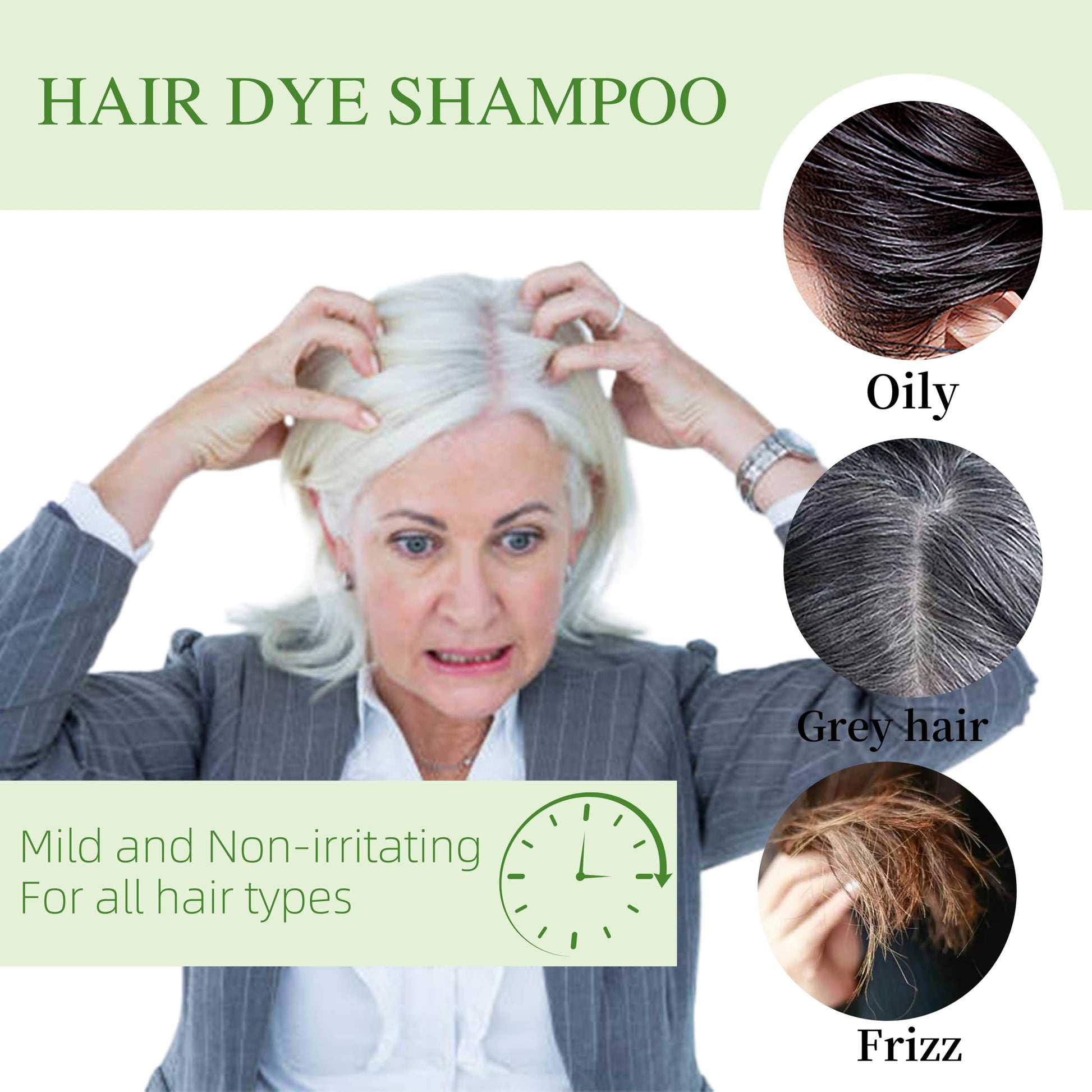 White Smoke SHIHUANUO Black Hair Dye Shampoo 3 in 1 for Gray Hair Coverage, Herbal Ingredients Natural Shampoo Black Hair Dye for Women & Men/Ammonia-Free 520ml