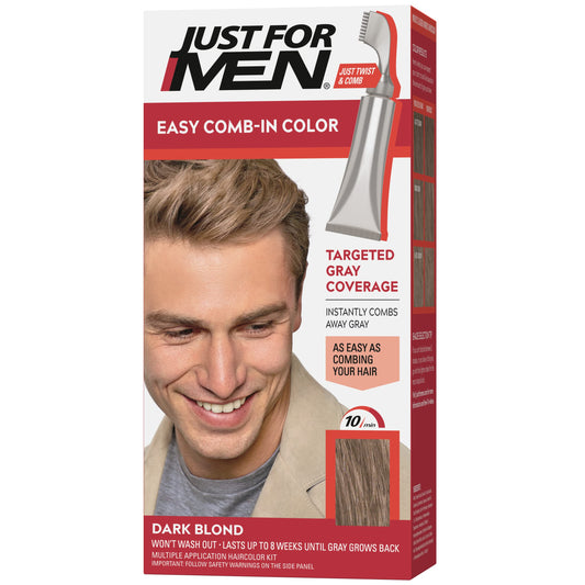 White Smoke Just For Men Easy Comb-In Color Mens Hair Dye, Easy No Mix Application with Comb Applicator - Dark Blond, A-15, Pack of 1