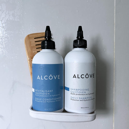 Light Gray Alcôve - Daily Shampoo & Conditioner Duo - All Hair Types - Sulfate-Free - Lightweight Care - Evening Primrose Oil - Mango Extract - Argan Oil - Anti-Frizz - Color-Safe - 10oz