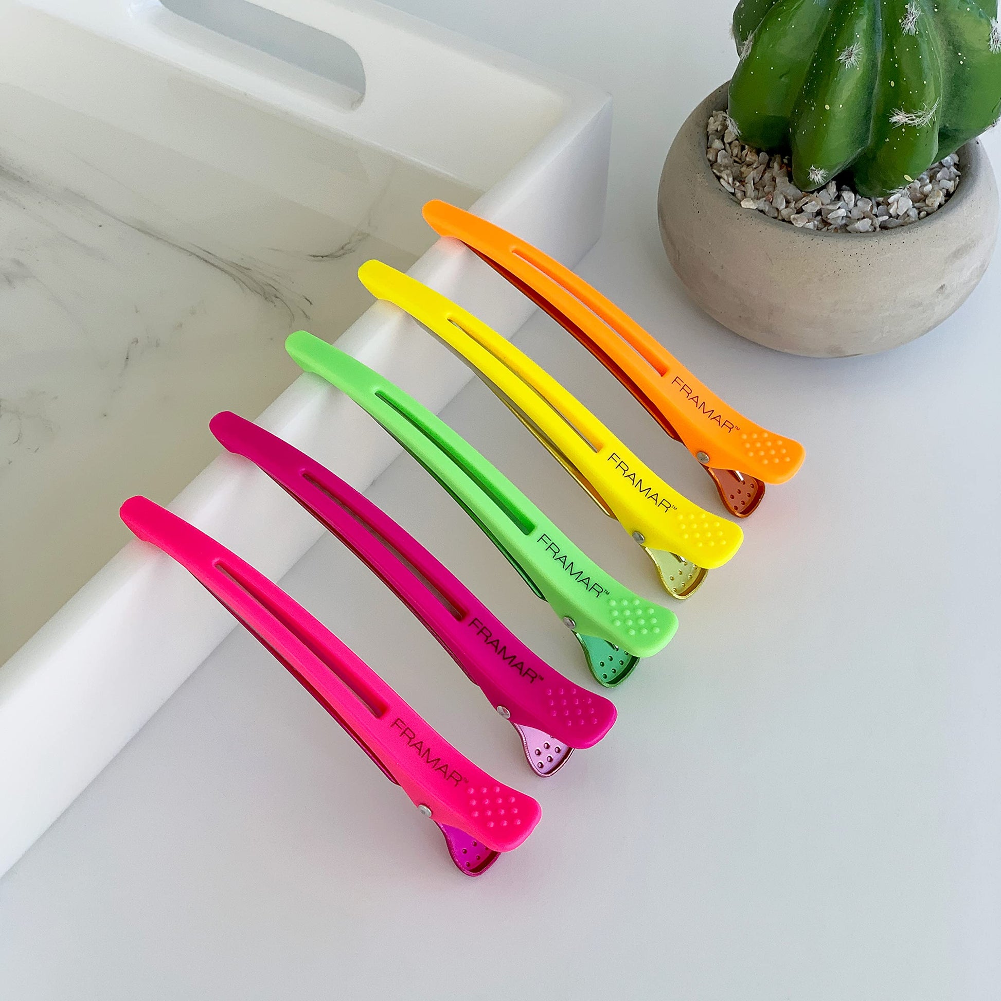 Gray Framar Neon Creaseless Hair Clips 10 pack – Professional Salon Hair Clips for Styling Sectioning, Hair Styling Clips, Hair Clip For Sectioning, Hair Sectioning Clips – Prevents Creases Or Dents