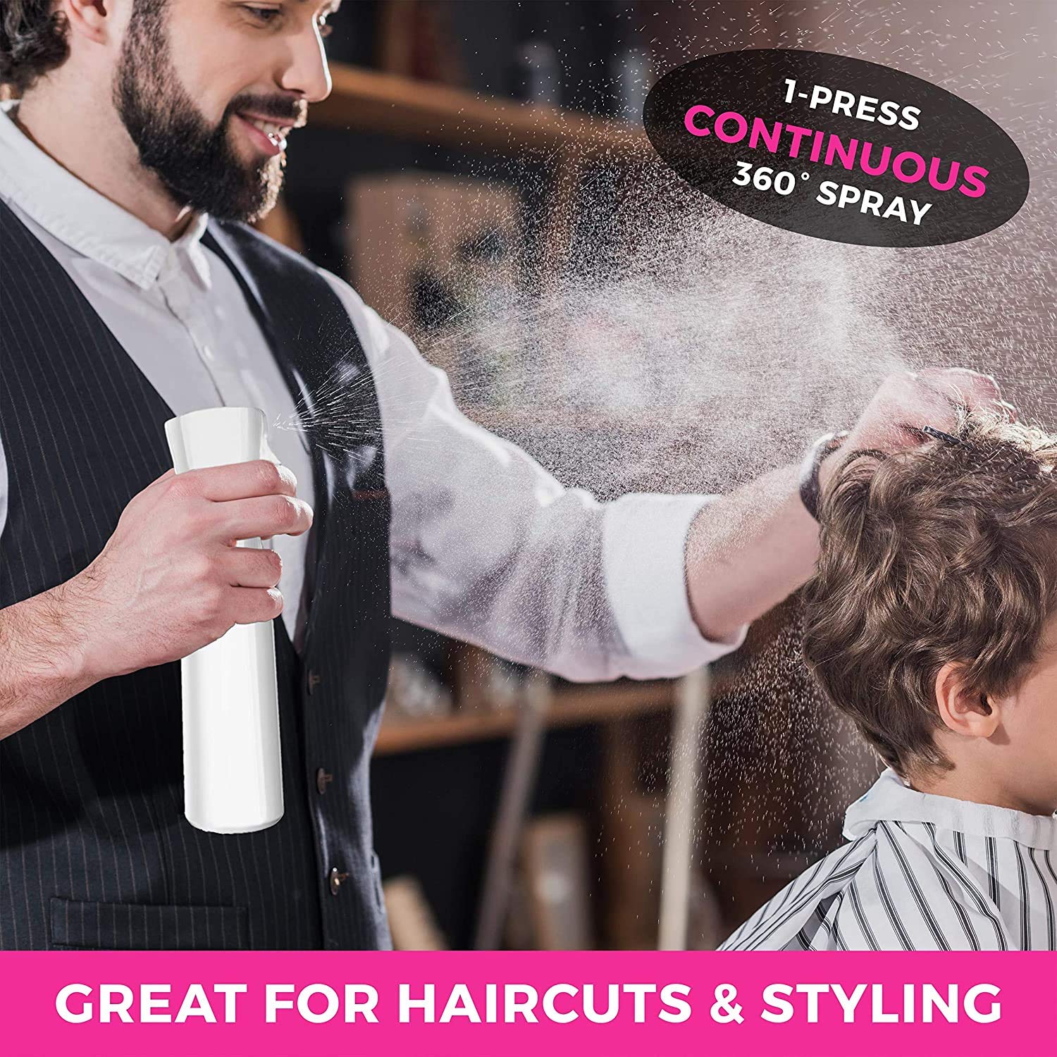 Gray Alpree Hair Spray Bottle Continuous Water Mister Bottle Empty Ultra Fine for Hair Styling, Pets, Plants, Cleaning, Misting & Skin Care, Salons, for Taming Hair in Morning, Curly Hair, Essential Oil