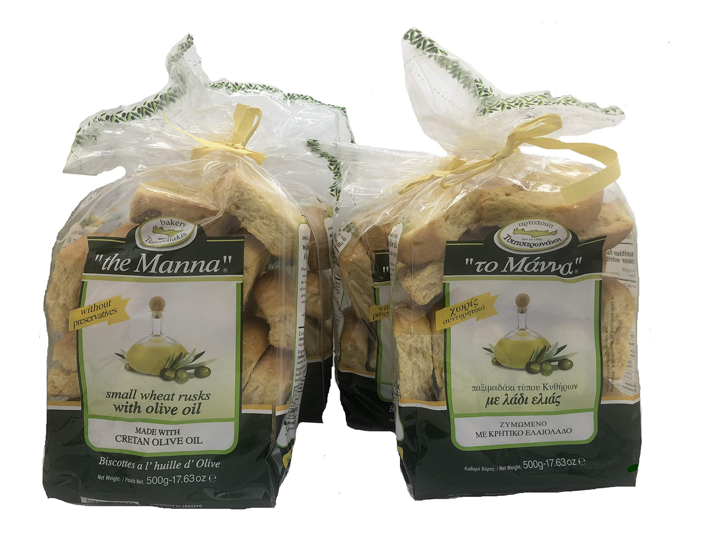 White Smoke Greek Manna Olive Oil Kythirian style Rusks from Crete, 500 grams (Pack of 4)