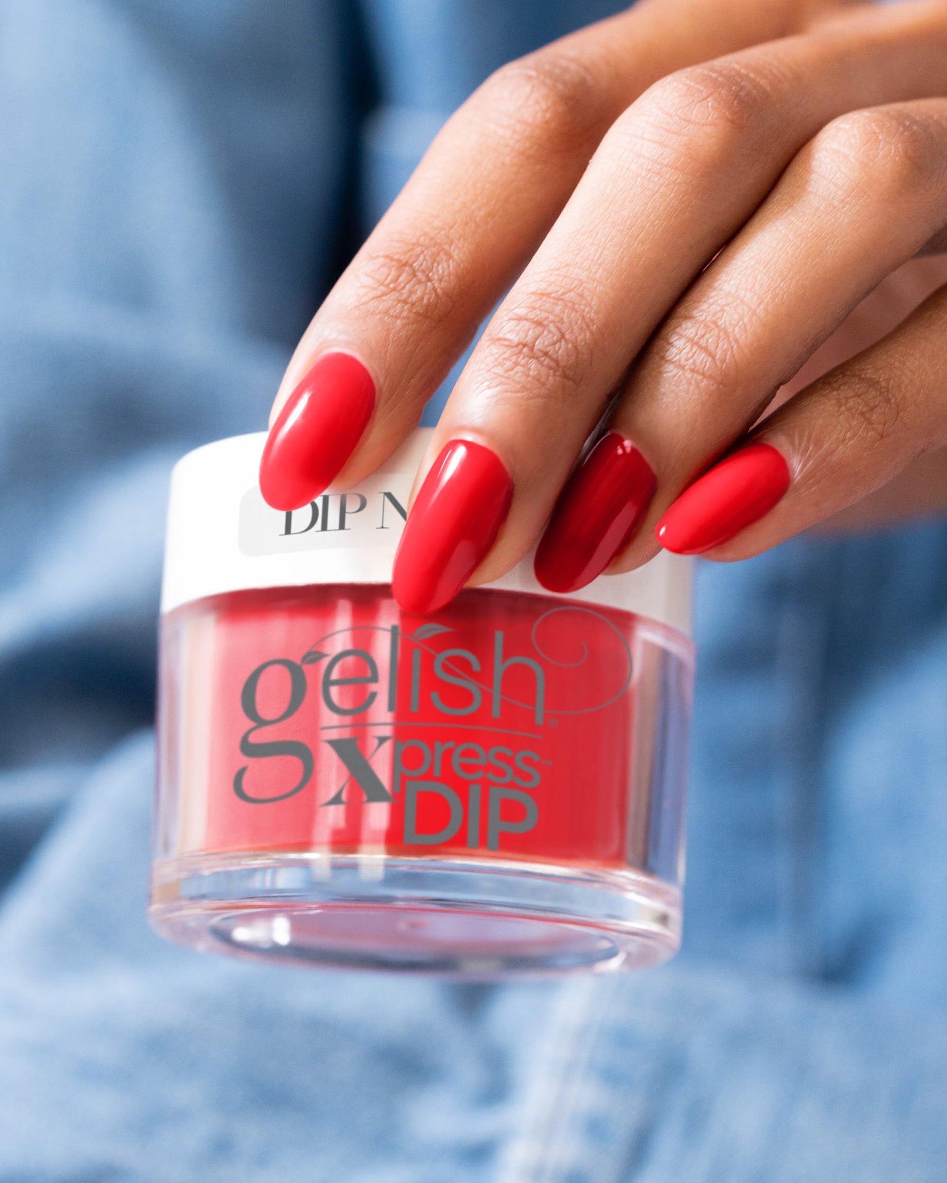 Light Steel Blue Gelish Xpress Dip Fire Cracker Color Dip Powder, Red Nail Dip Powder, Red Nail Dip, 1.5 ounce