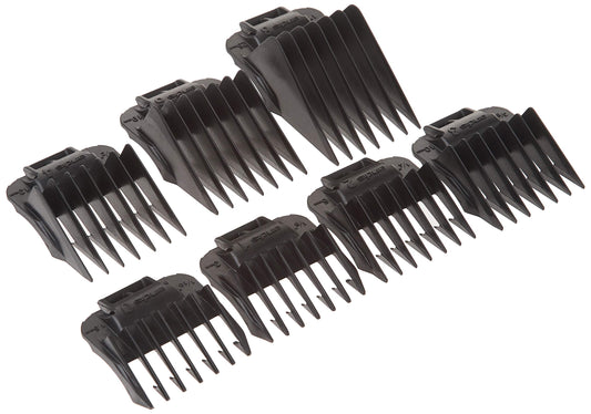 White Smoke Andis 01380 7-piece Snap-On Comb Set - Easy to Use, Perfect Grooming Tool – Blade Attachments for ML, GC & MBA Model Trimmers - Black