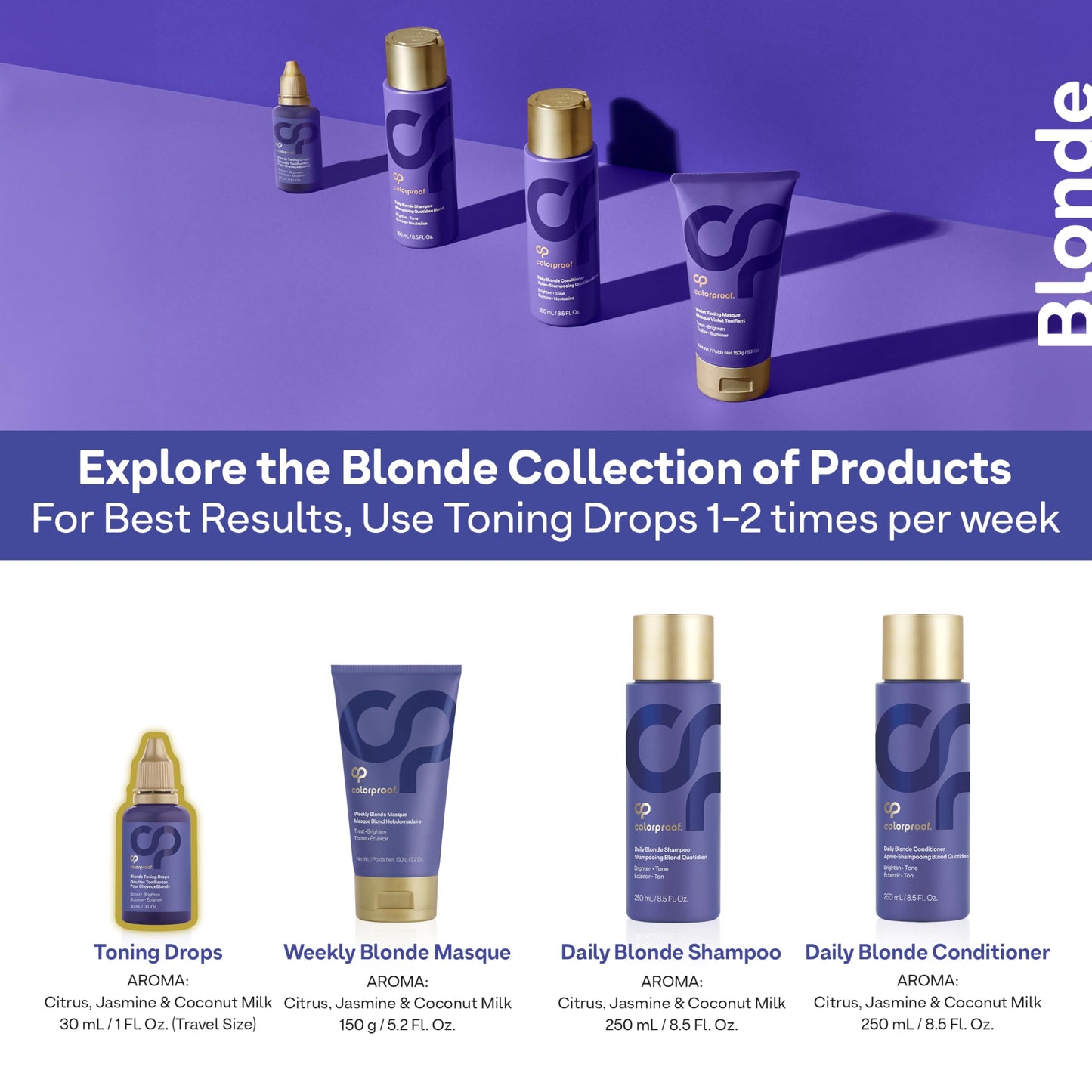 White Smoke Colorproof Toning Drops 1 Fl. Oz. Toner for Blonde Hair w/Citrus, Jasmine & Coconut Milk Scent, Highly-Pigmented, Instant Hair Toner