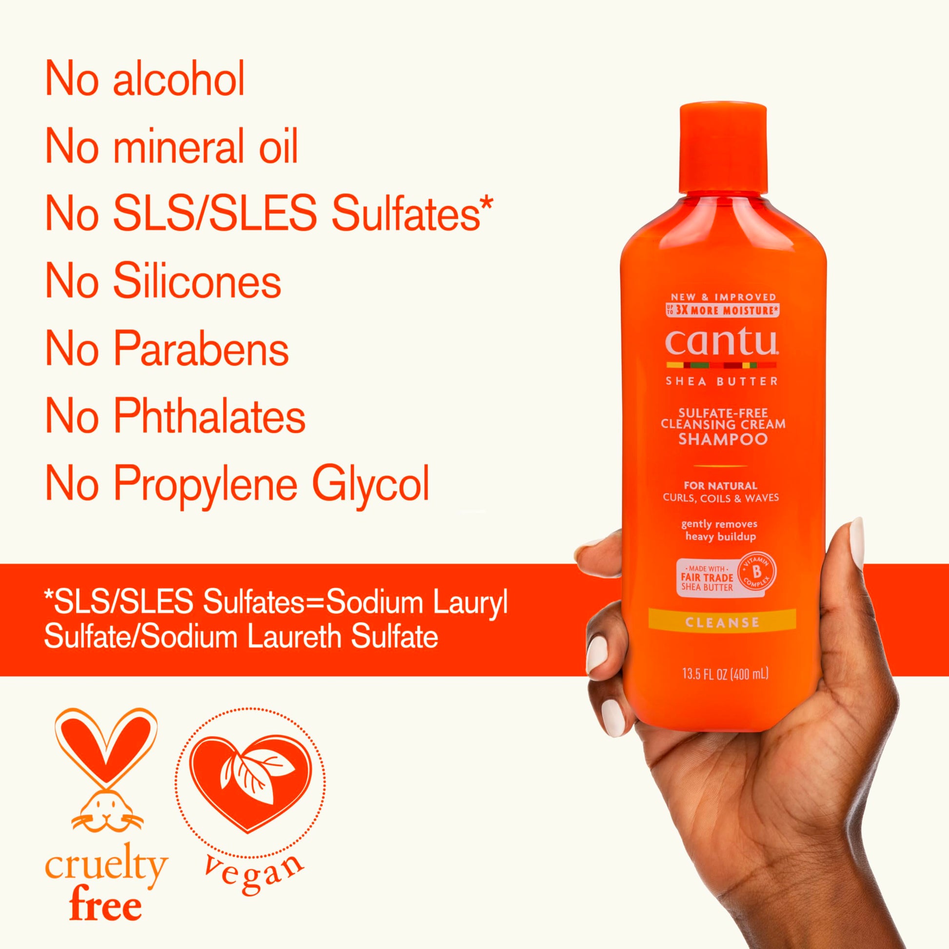 Seashell Cantu Sulfate-Free Cleansing Cream Shampoo with Shea Butter for Natural Hair, 13.5 oz