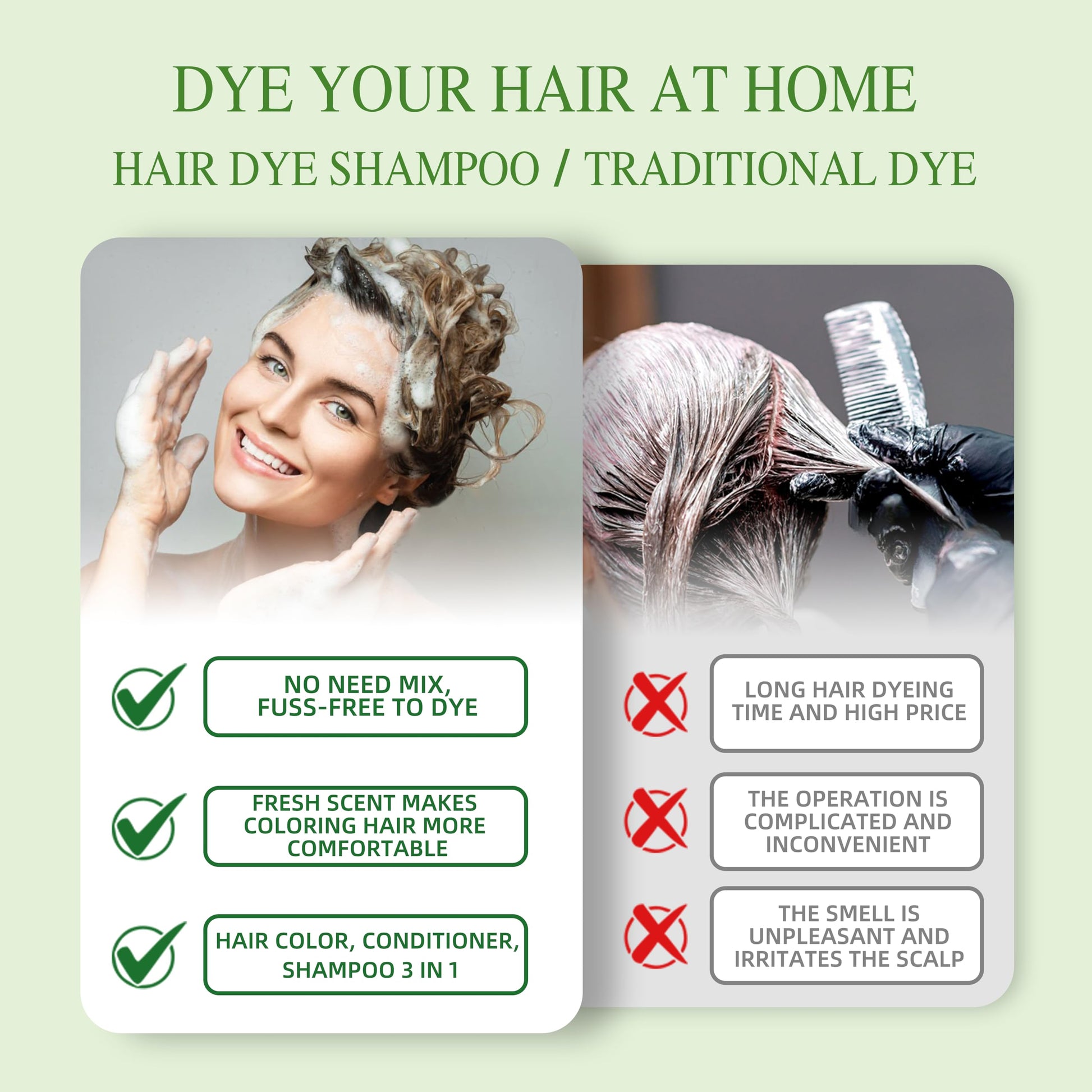 White Smoke SHIHUANUO Black Hair Dye Shampoo 3 in 1 for Gray Hair Coverage, Herbal Ingredients Natural Shampoo Black Hair Dye for Women & Men/Ammonia-Free 520ml