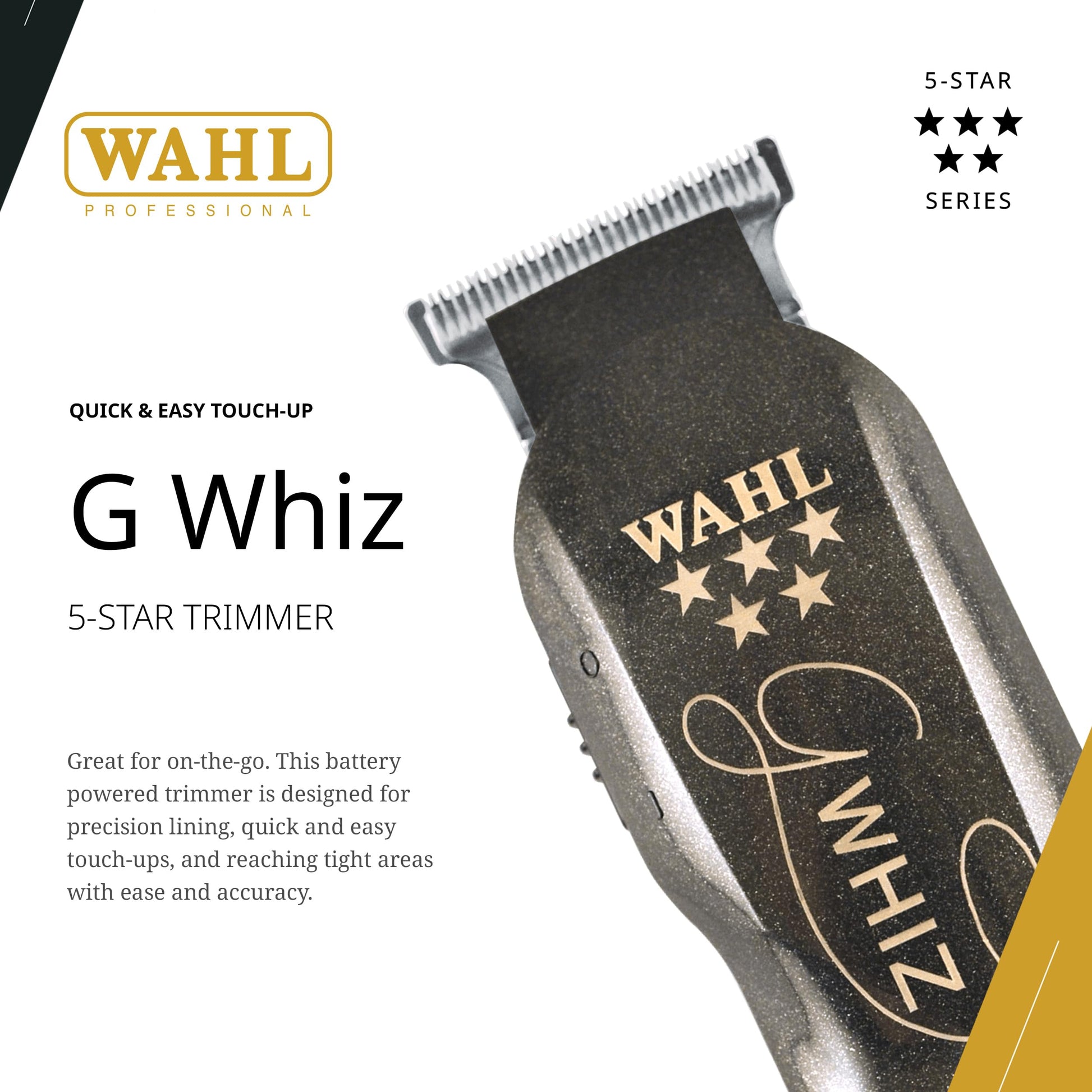 White Smoke Wahl Professional 5 Star G Whiz Cordless Trimmer Battery Powered Lightweight Precision Lining Kit