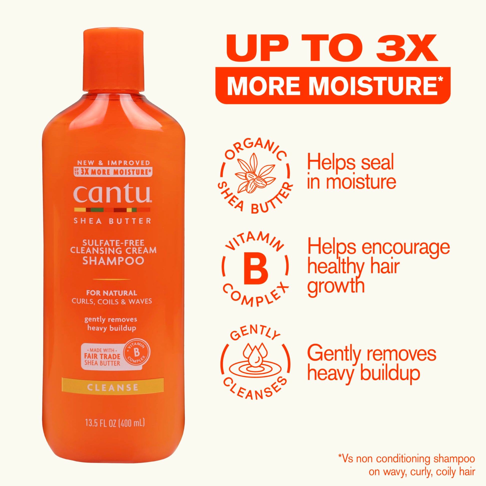 Seashell Cantu Sulfate-Free Cleansing Cream Shampoo with Shea Butter for Natural Hair, 13.5 oz