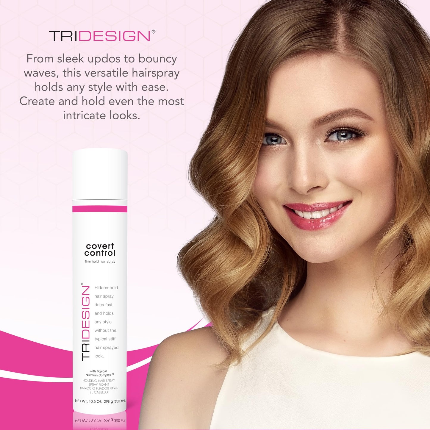 White Smoke TRI Design Covert Control - Fast-Drying Hairspray for Women and Men, Strong Hold and Hair Setting, Provides Hidden Control, 10.5 Oz