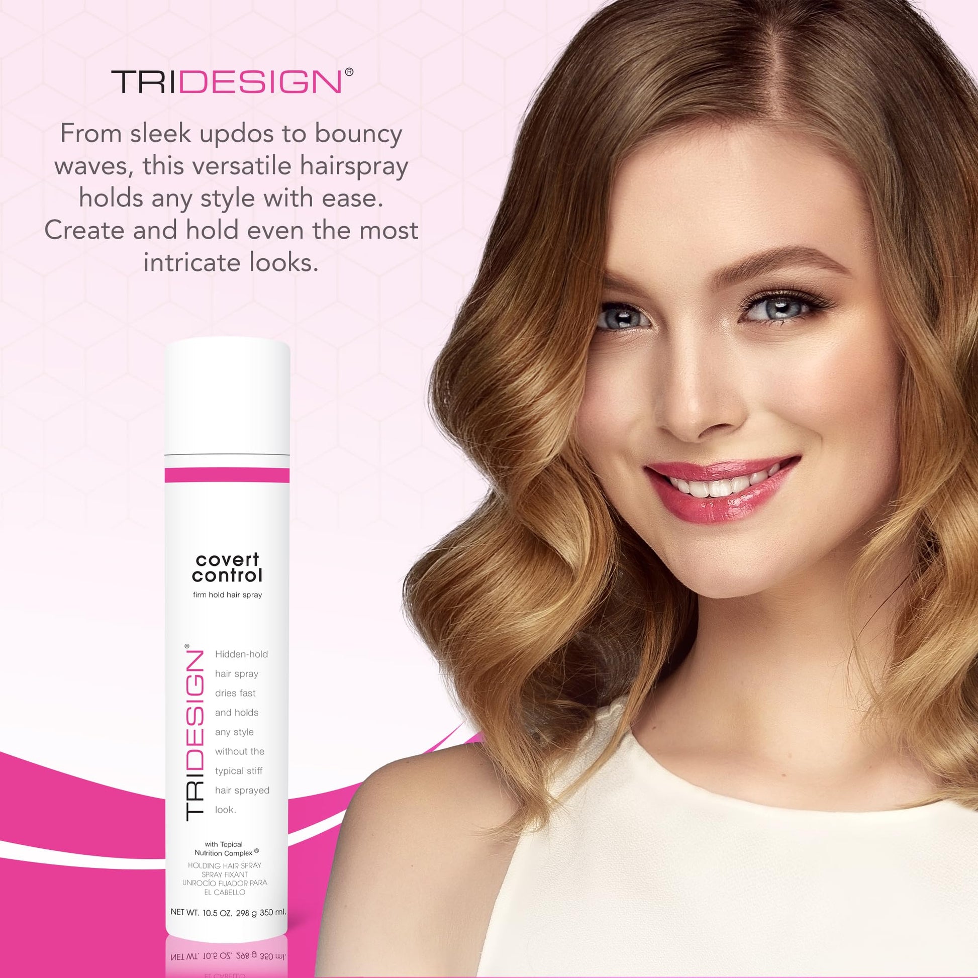 White Smoke TRI Design Covert Control - Fast-Drying Hairspray for Women and Men, Strong Hold and Hair Setting, Provides Hidden Control, 10.5 Oz