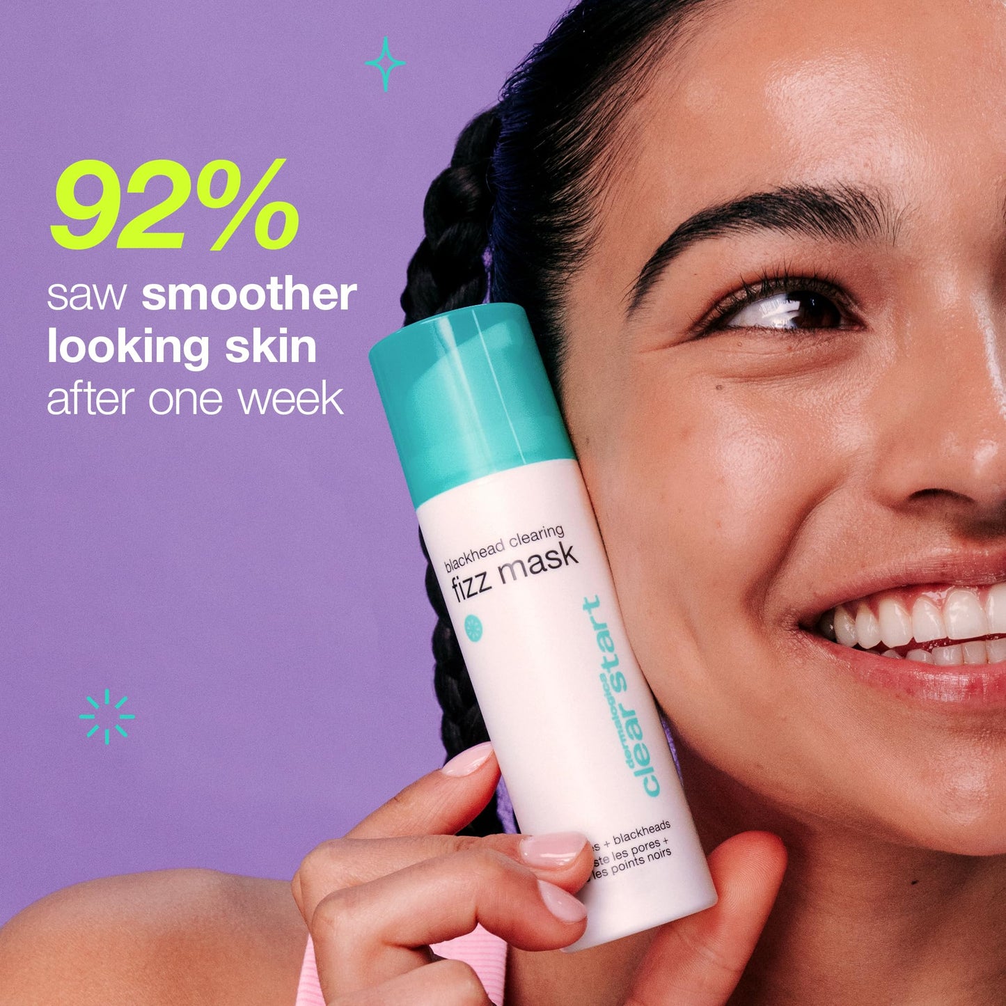Medium Purple Dermalogica Clear Start Blackhead Clearing Fizz Mask (1.7 Fl Oz) Purifying Pore Cleansing Mask with Kaolin Clay and Sulfur - Absorbs Excess Oil To Purify Skin
