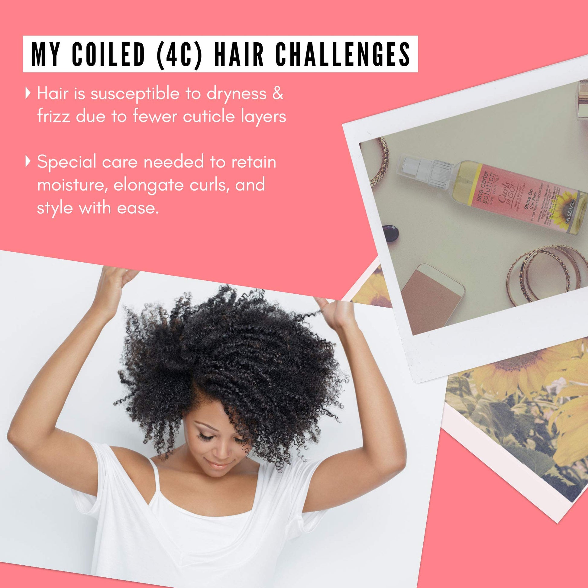 Light Coral Jane Carter Solution Curls to Go Shine On Curl Elixir (6oz) - Nourishing, Reduce Frizz