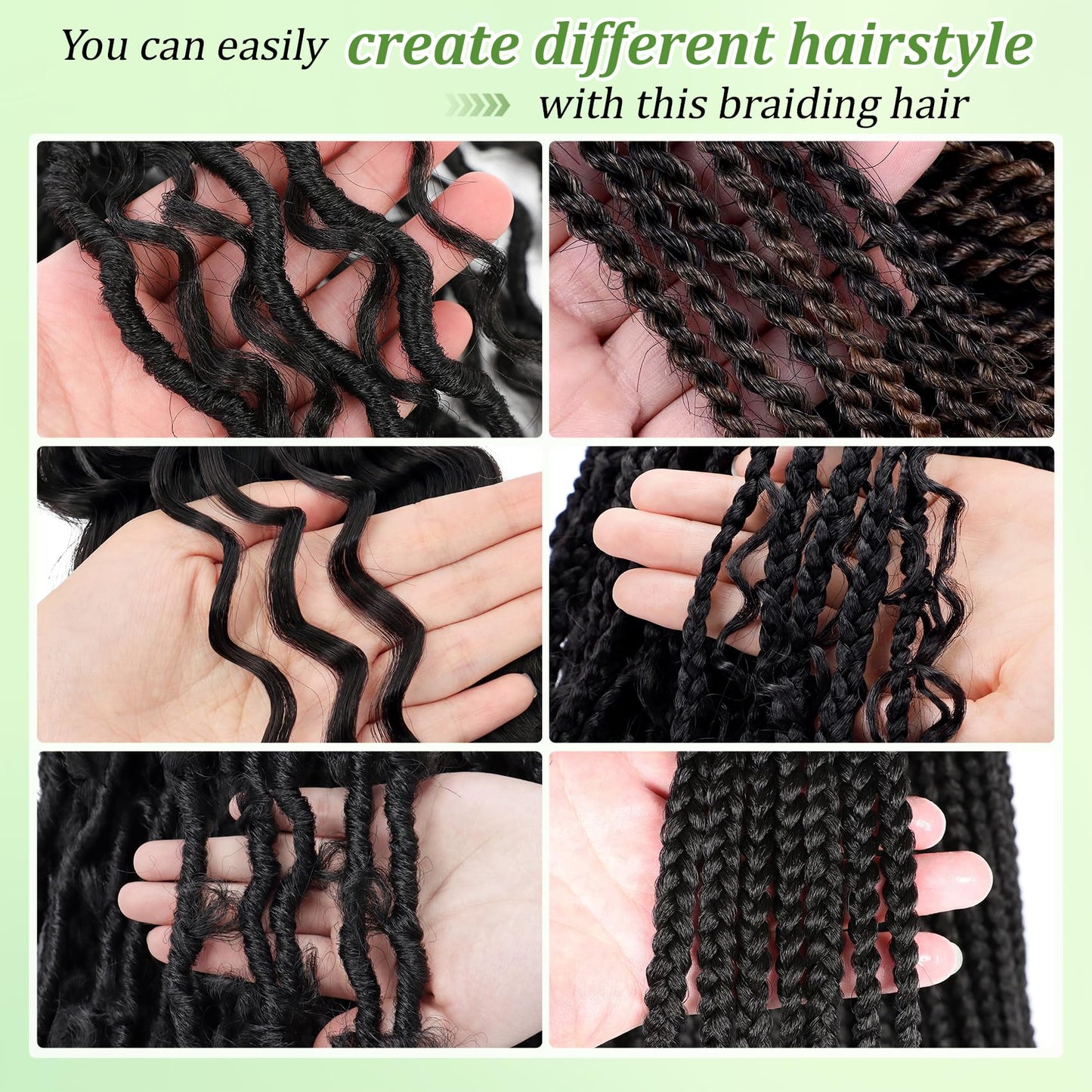 Black Eerya Long Curly Braiding Hair 24 Inch 2 Packs Deep Ocean Wave Crochet Hair for Black Women Deep Wave Braiding Hair for Boho Braids（24 inch, #4）