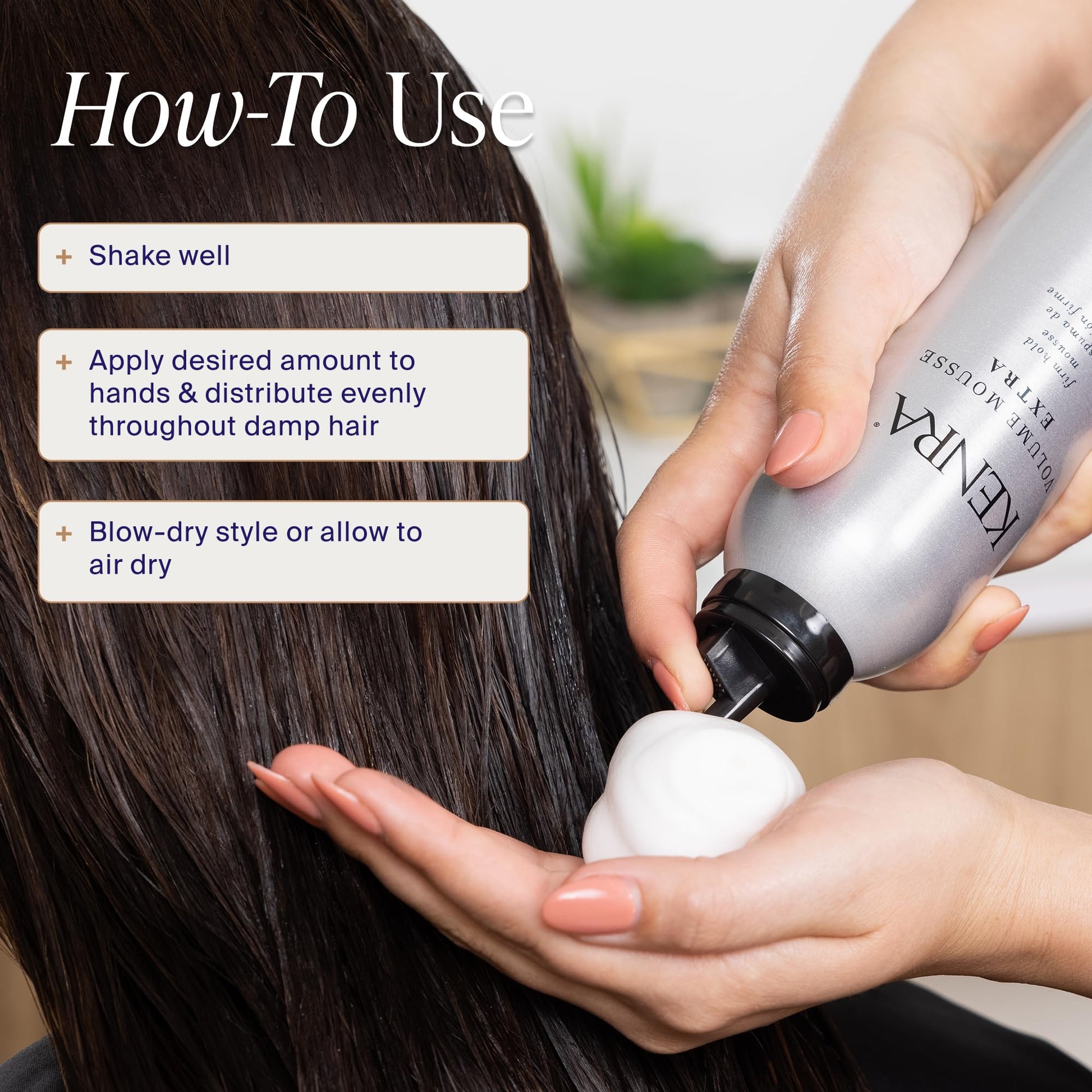 Black Kenra Volume Mousse Extra 17 | Firm Hold Mousse | Non-drying, Non-flaking Lightweight Formula | Tames Frizz & Conditions |Thermal Protection up to 450F| All Hair Types | 8 oz