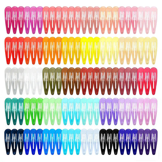 White Smoke 120 Pack Colorful Metal Snap Hair Clips, 2 Inch Barrettes in 40 Assorted Candy Colors, Non-Slip Hair Accessories for Kids Teens Women