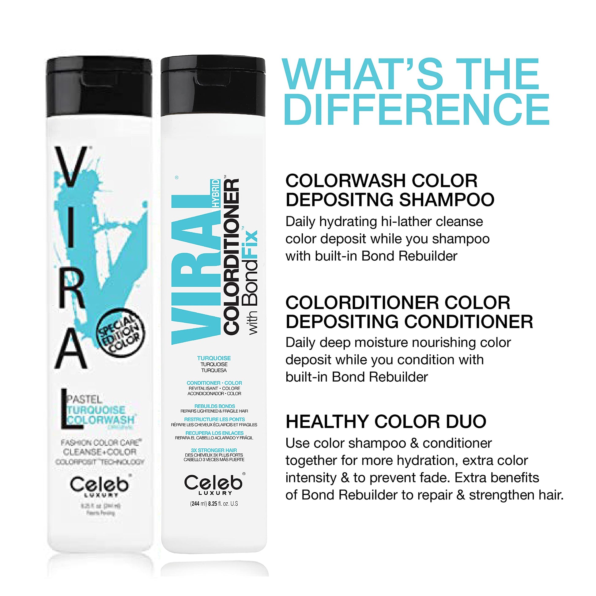 White Smoke Celeb Luxury Intense Color Depositing Colorconditioner Conditioner + BondFix Bond Rebuilder, Vegan, Sustainably Sourced Plant-Based, Semi-Permanent, Viral and Gem Lites Colorconditioners
