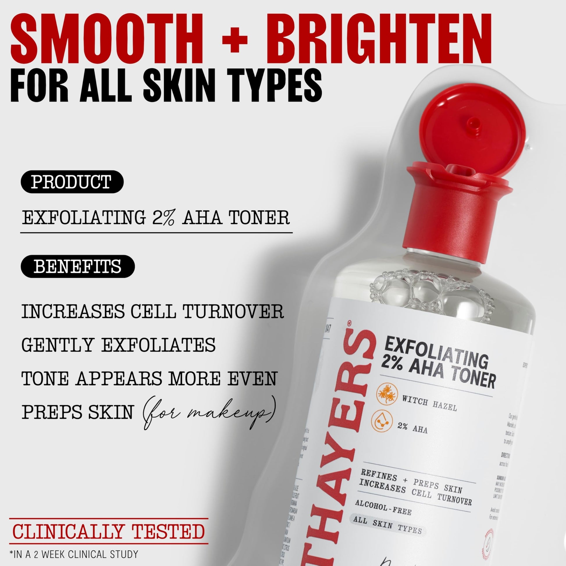 Lavender Thayers 2% AHA Exfoliating and Brightening Toner with Glycolic Acid, Lactic Acid and Witch Hazel, Smoothing and Pore Refining Skin Care for All Skin Types, 12 Fl Oz