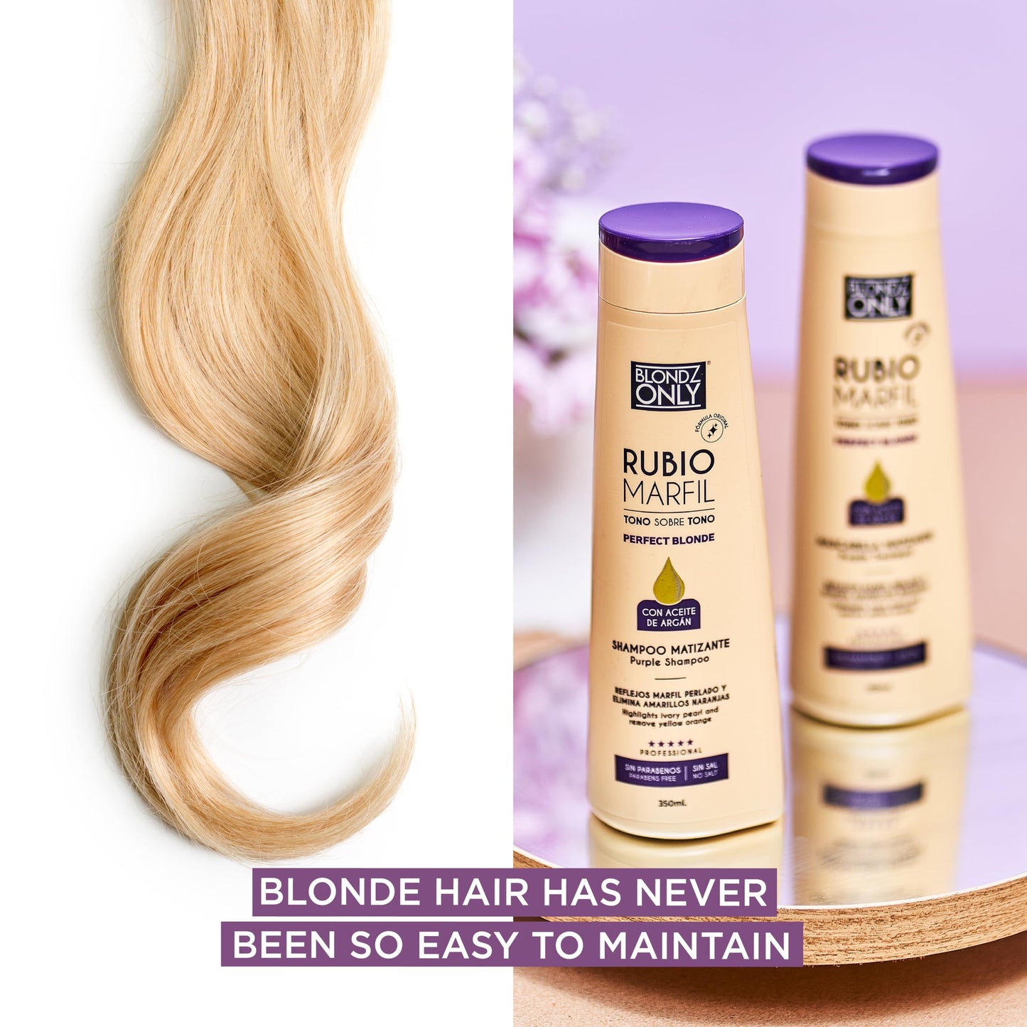White Smoke Blondz Only Hair Purple Toning Mask | Eliminates Brassiness | Neutralizes Yellow & Orange Tones | Rubio Marfil Blonde Pearl with Argan Oil Perfect Blonde (Beige) 11.8 Fluid Ounce (350 ml)